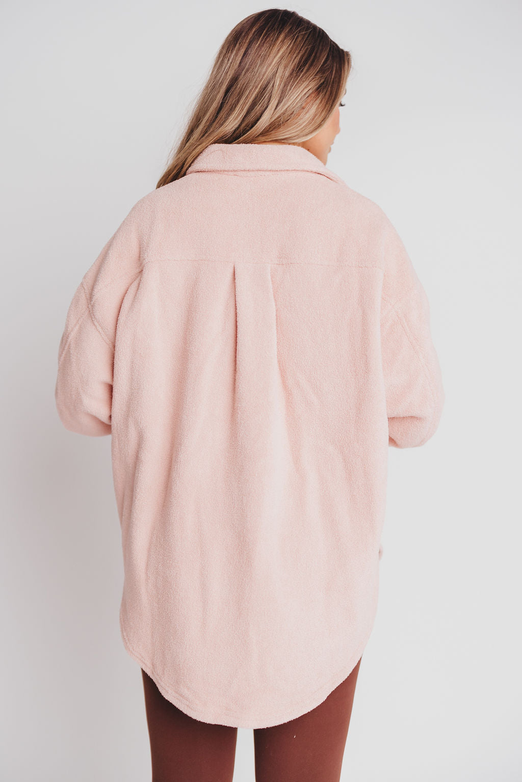 Premium Worth Collective Teddy Shacket in Blush
