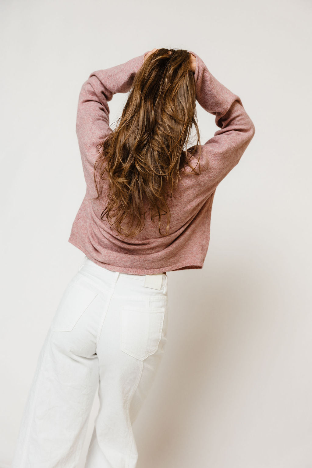 Piper Cardigan in Dusty Mauve, close view