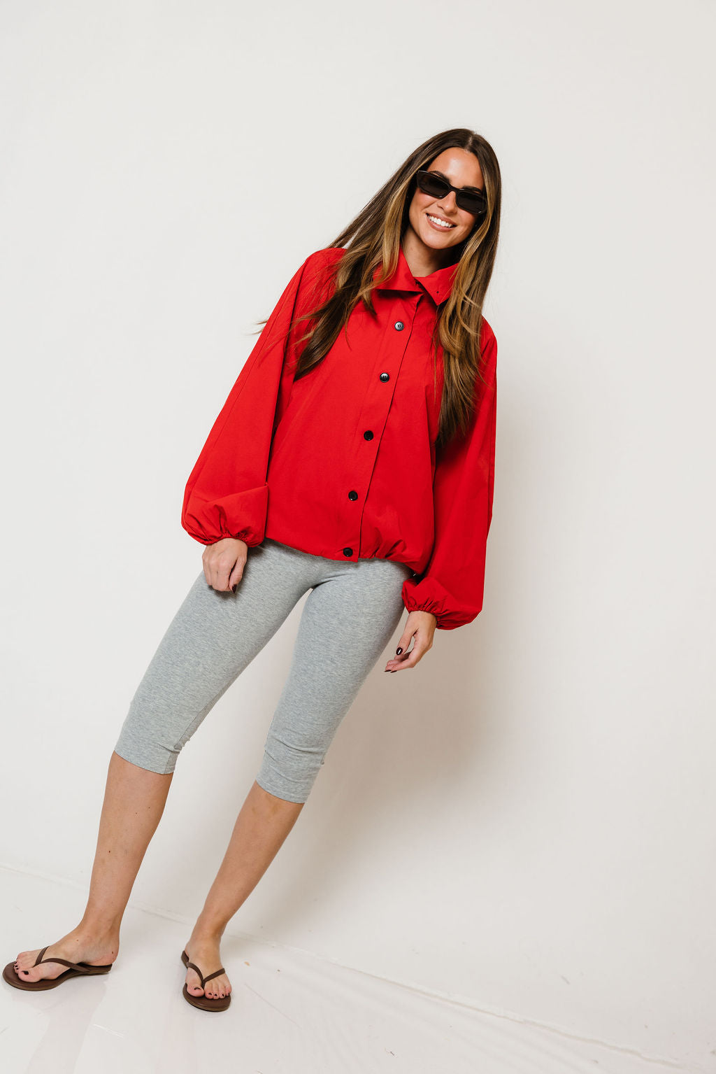 Savina Funnel Neck Nylon Bubble Jacket in Chili, another angle