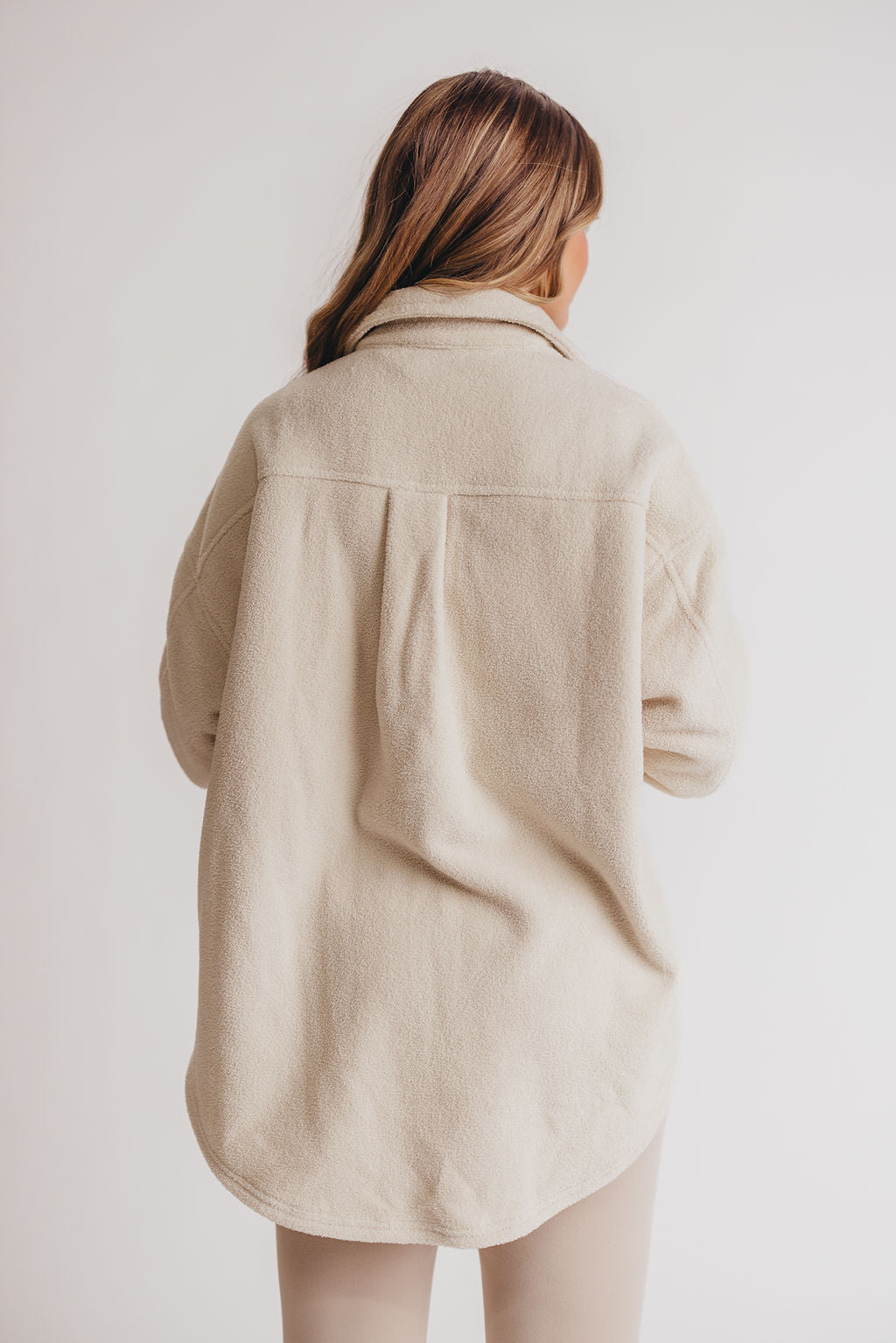 Premium Worth Collective Teddy Shacket in Stone