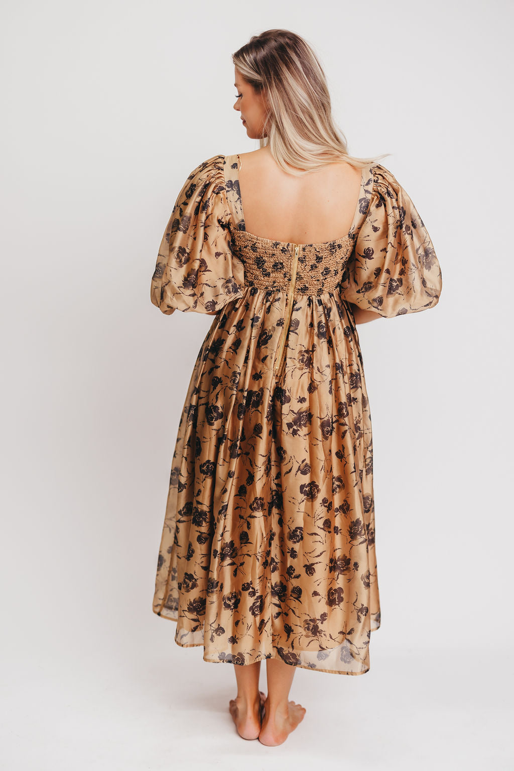 Harlow Camel & Black Floral Maxi Dress - Bump Friendly (Cannot Restock)