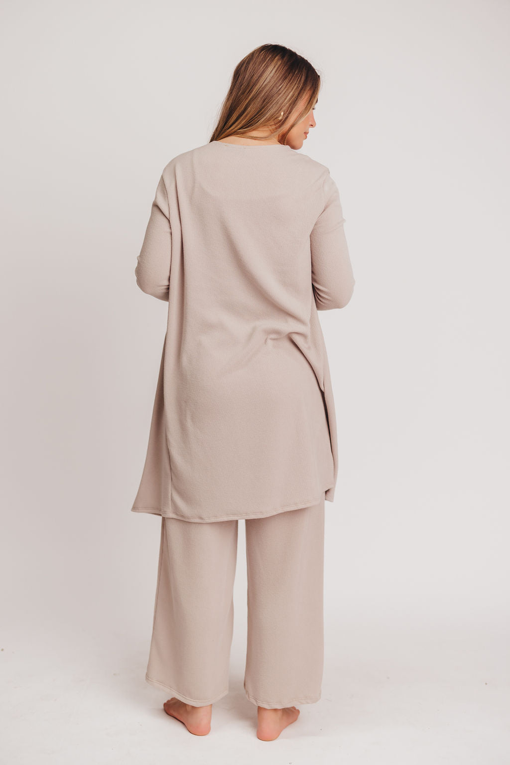 Betsy Ribbed Cardigan in Khaki - Inclusive Sizing (S-2X)