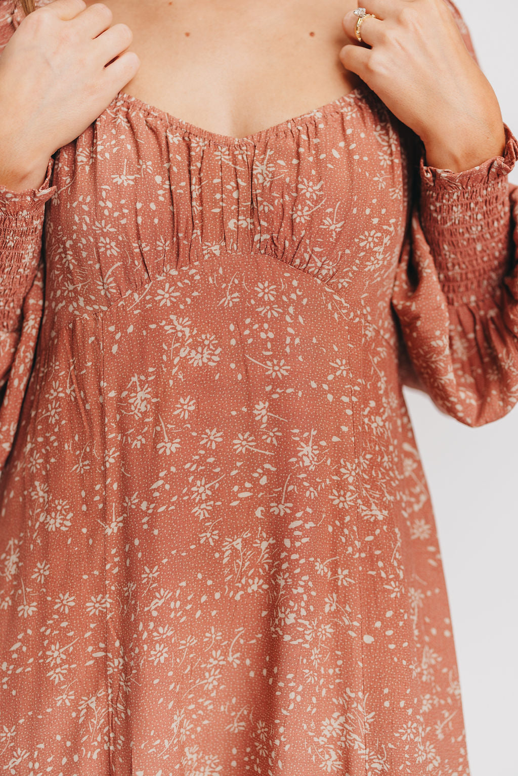 Brenna Floral Sweetheart Maxi Dress in Rosewood
