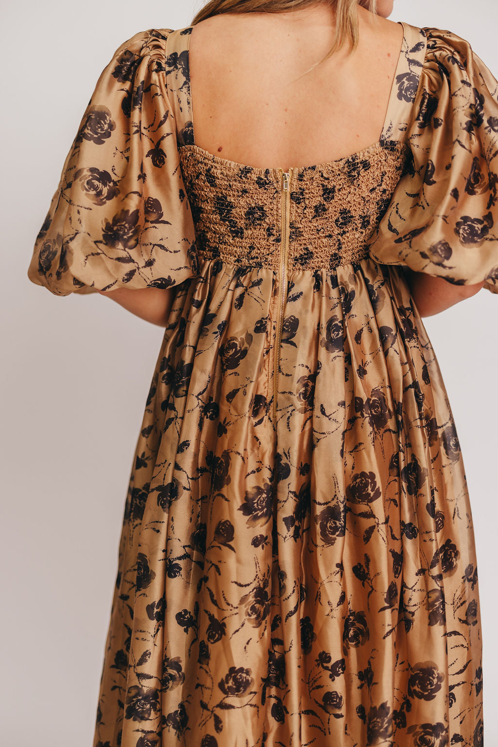 Harlow Camel & Black Floral Maxi Dress - Bump Friendly (Cannot Restock)