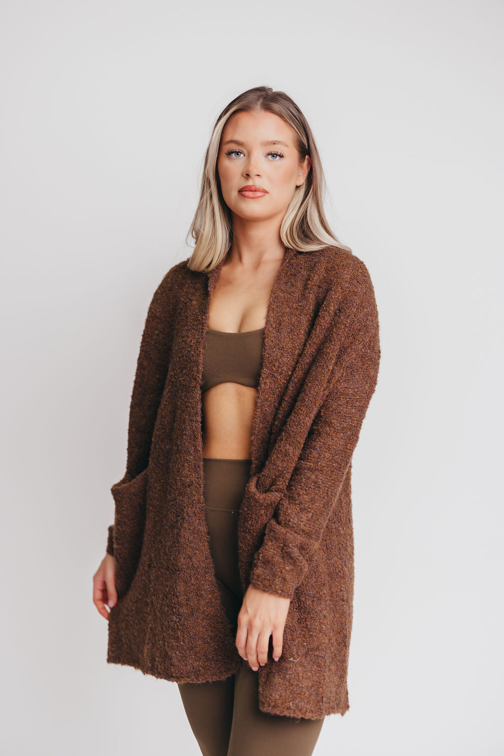 Open Front Shawl Cardigan in Bronze