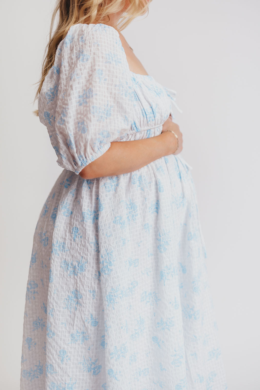 Edda Coastal Midi Dress in White - Bump and Nursing Friendly