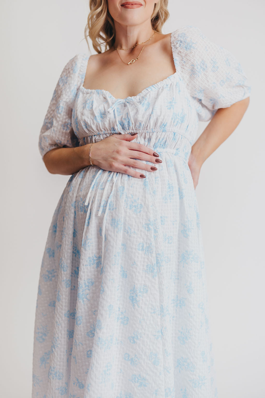 Edda Coastal Midi Dress in White - Bump and Nursing Friendly