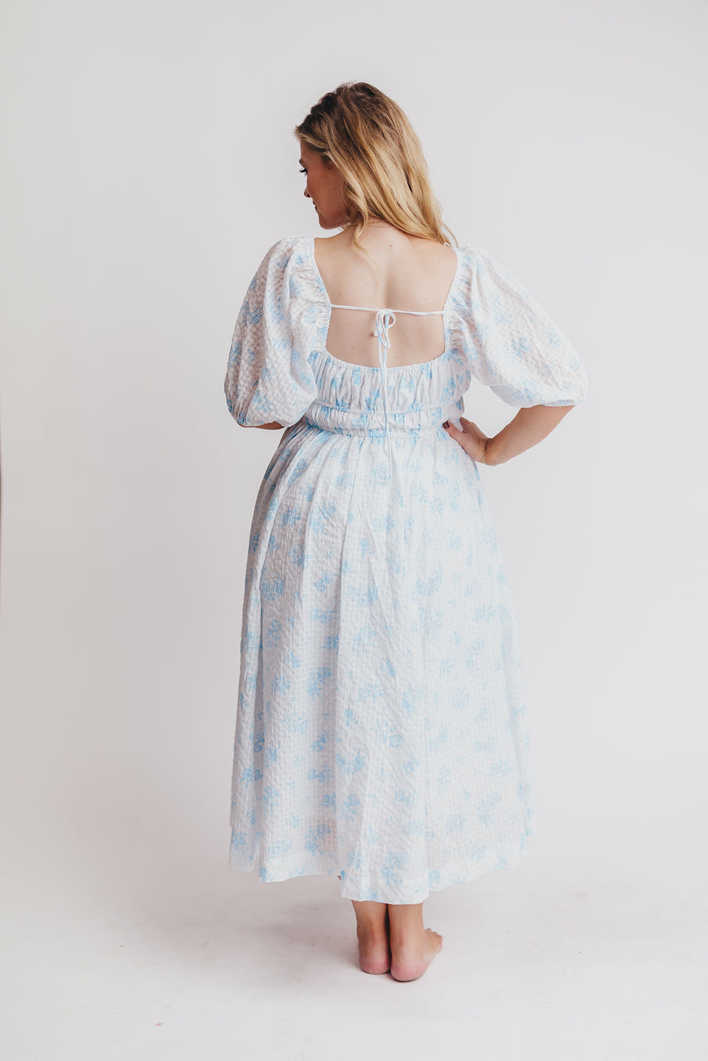 Edda Coastal Midi Dress in White - Bump and Nursing Friendly