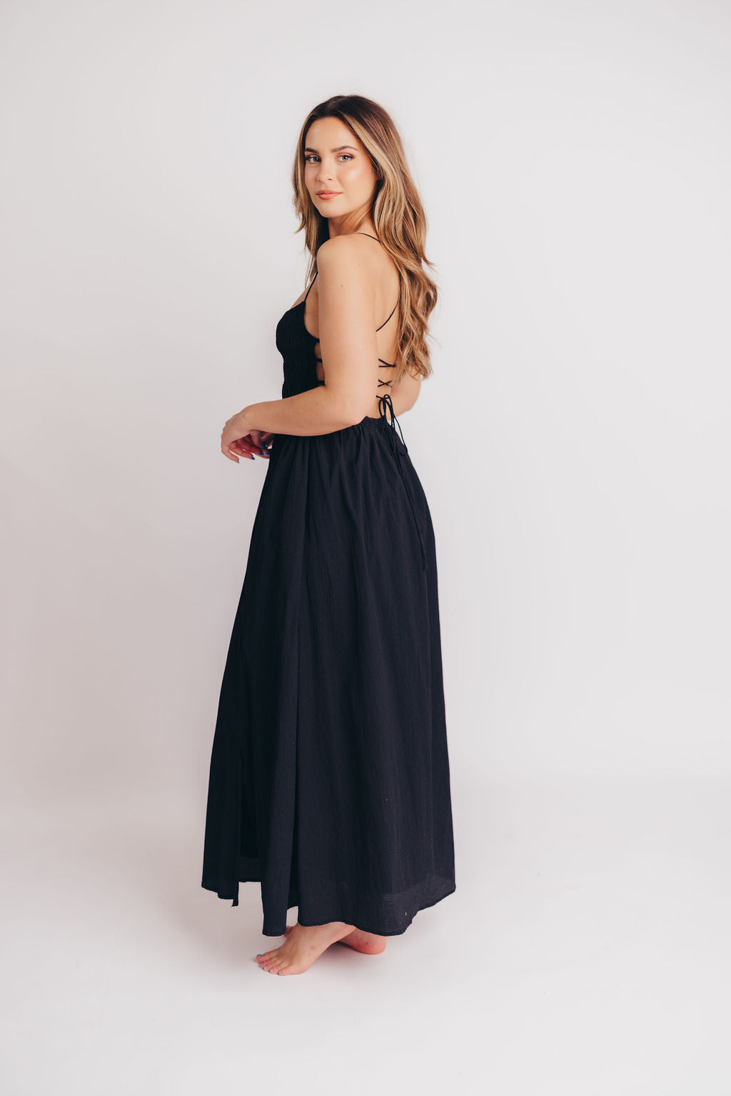 Serendipity Tie Back Maxi Dress in Black