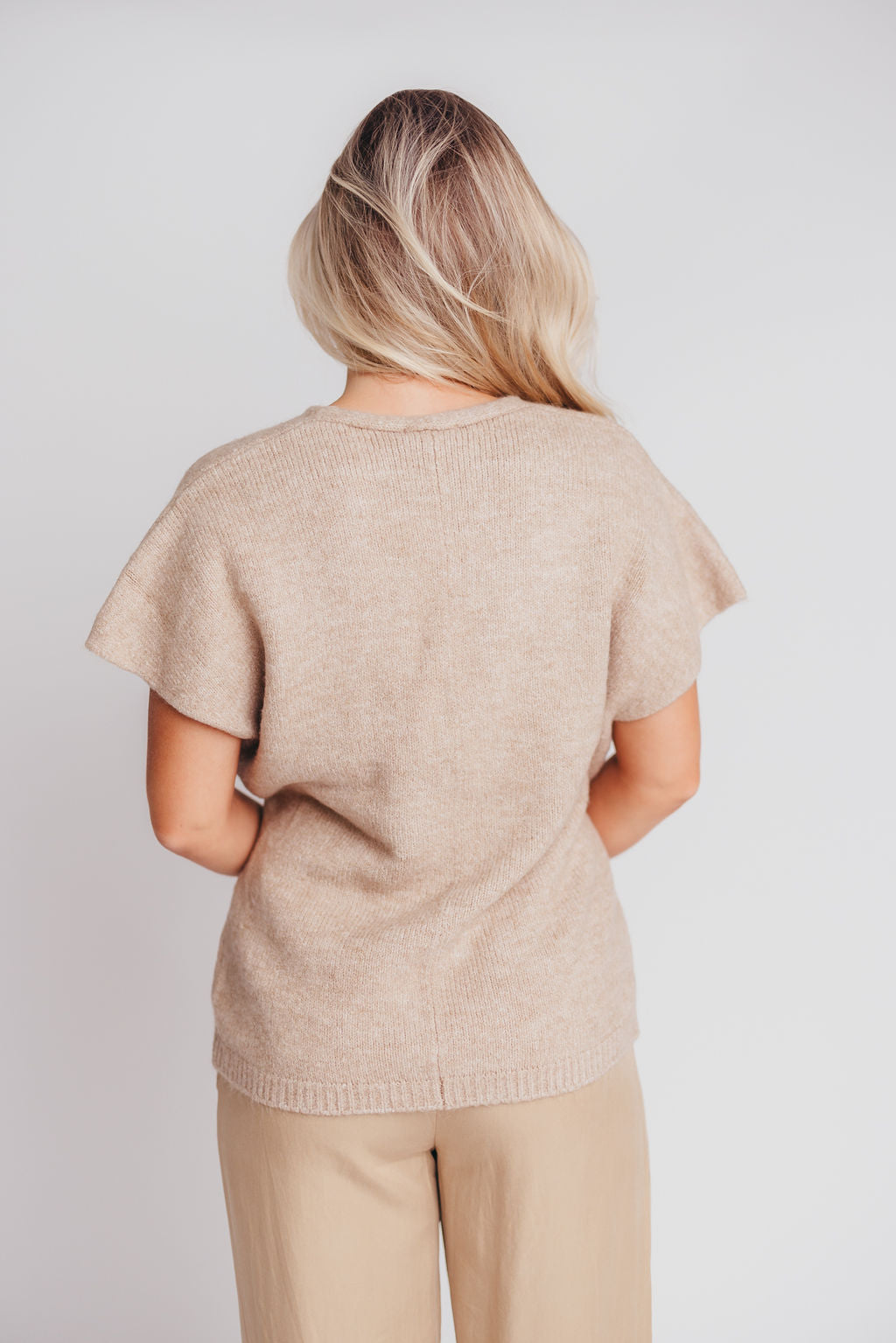 Julie Cross-Over Tunic Sweater in Beige