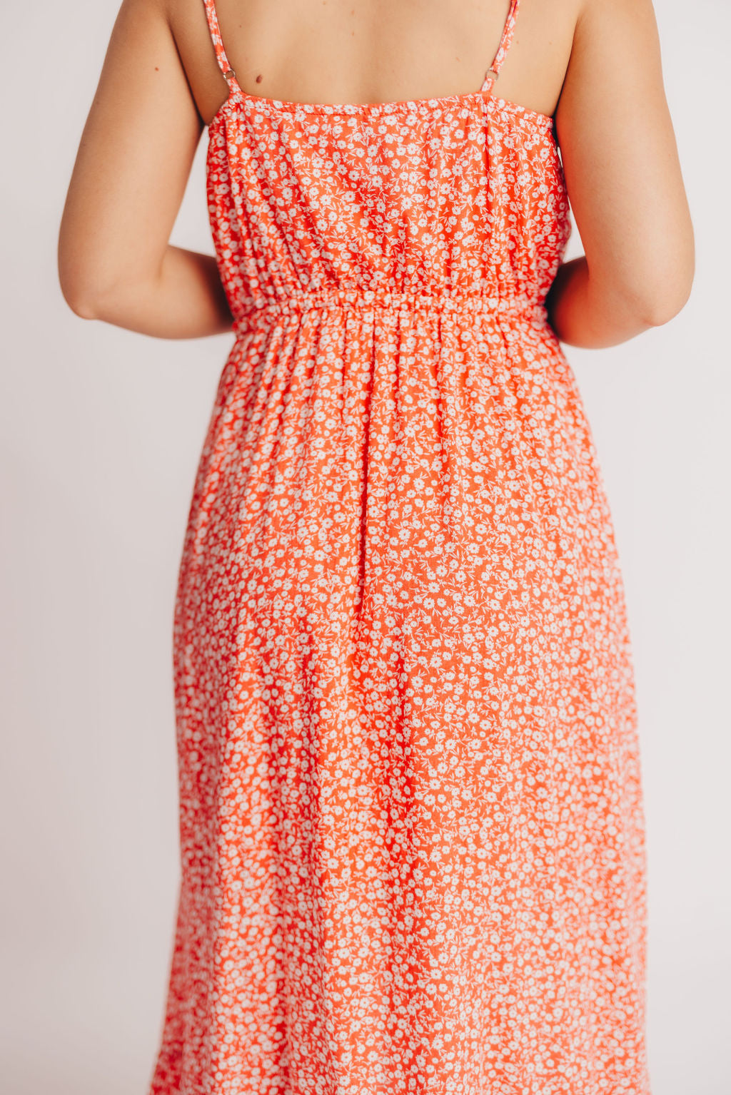 Palermo High-Low Cami Dress in Coral Red Floral - Bump Friendly