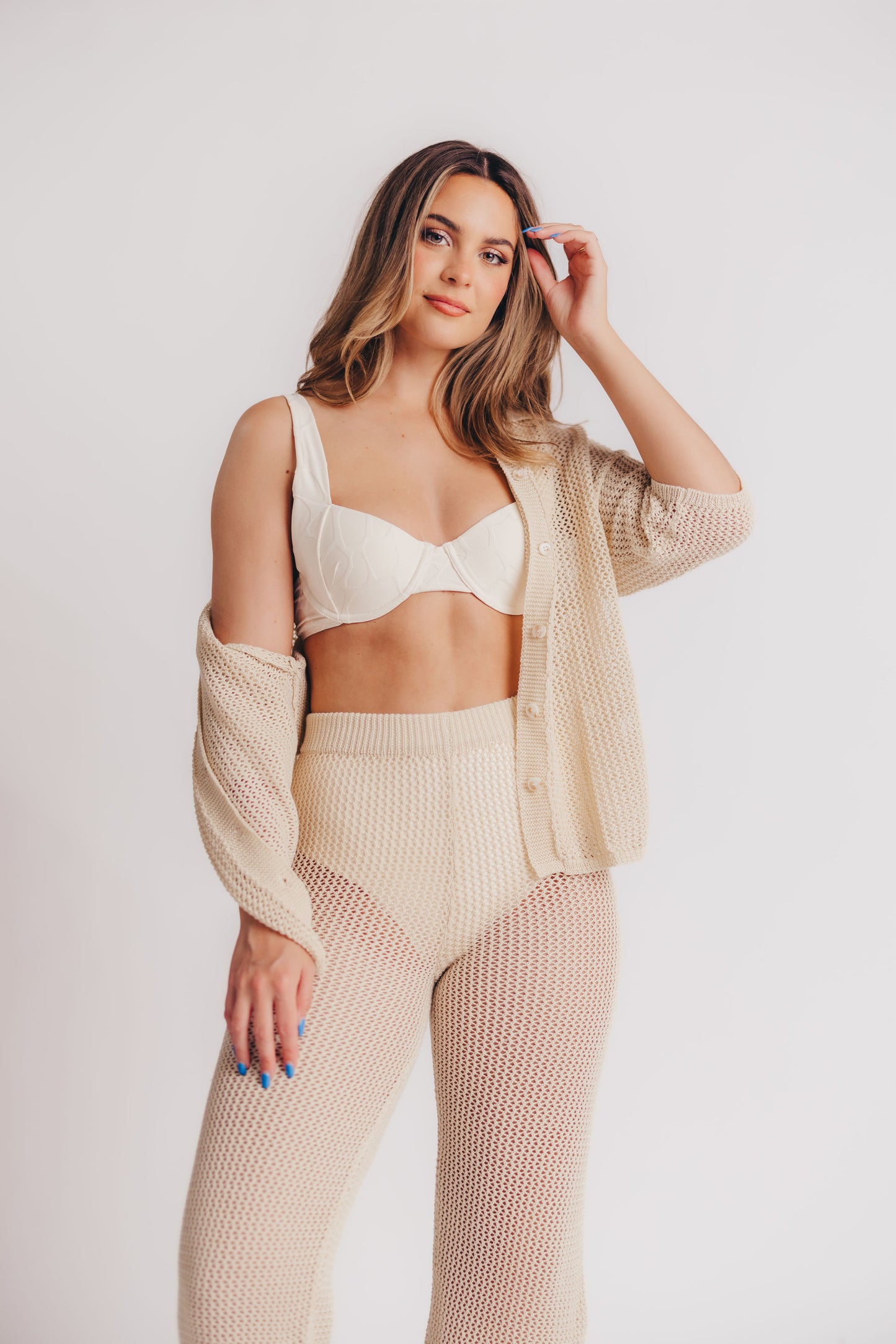Demí Crochet Wide Leg Pants in Natural