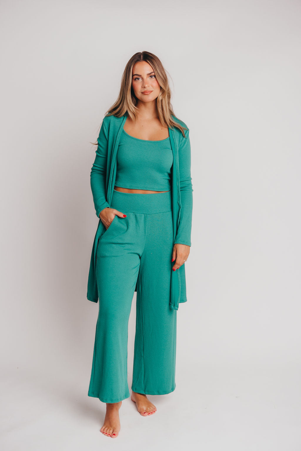 Betsy Ribbed Cardigan in Kelly Green