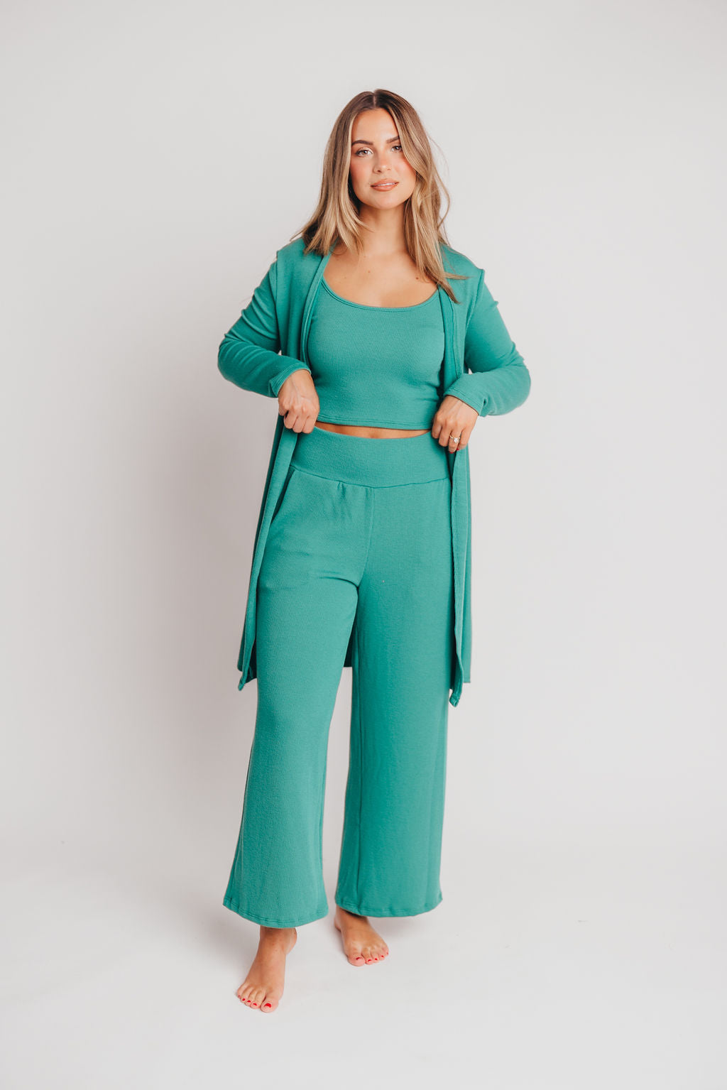 Betsy Ribbed Cardigan in Kelly Green