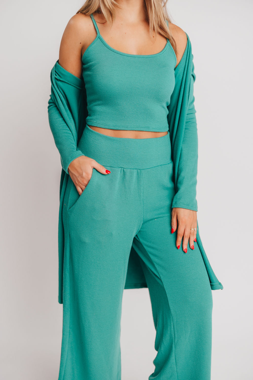 Betsy Ribbed Cardigan in Kelly Green