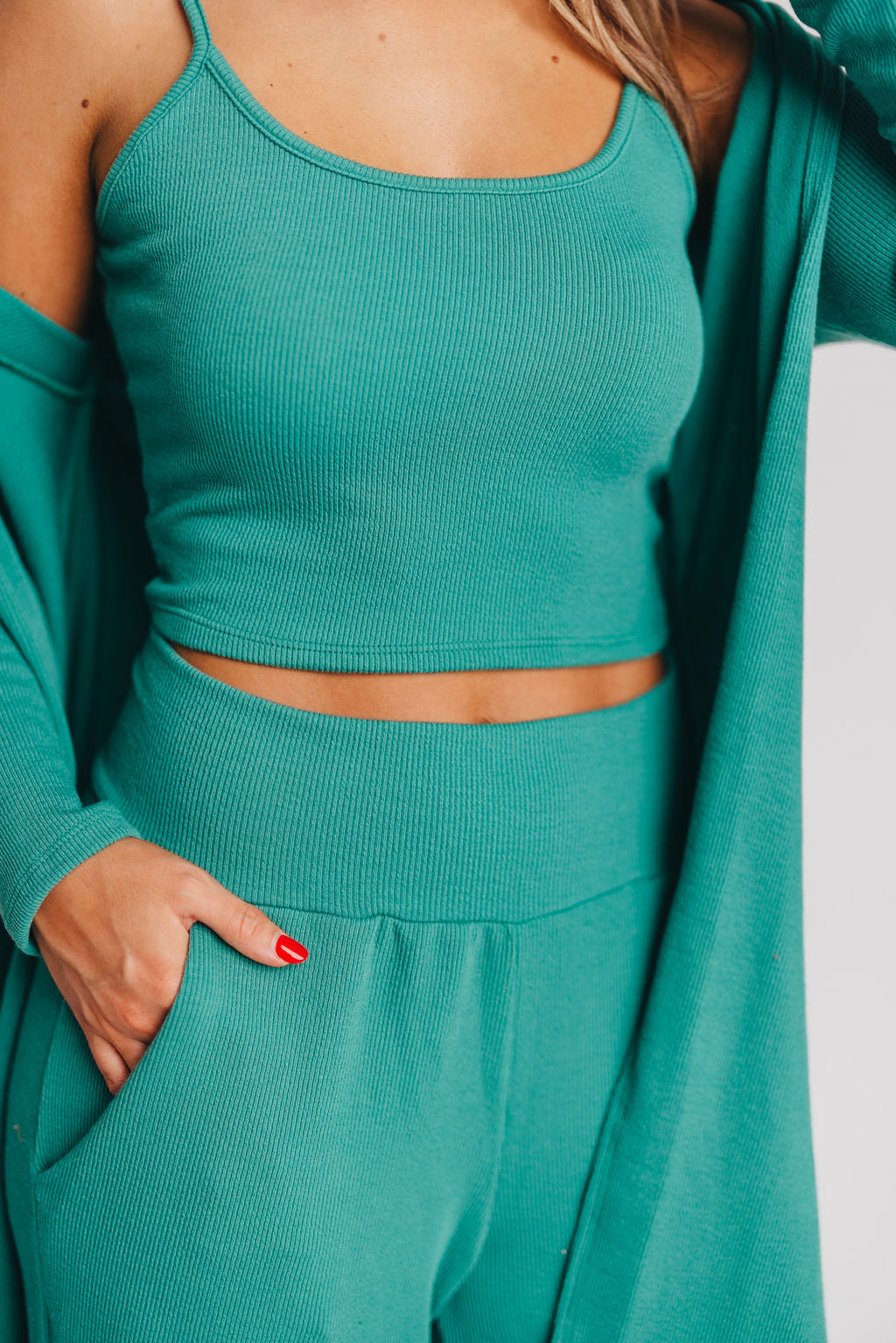 Betsy Ribbed Cardigan in Kelly Green