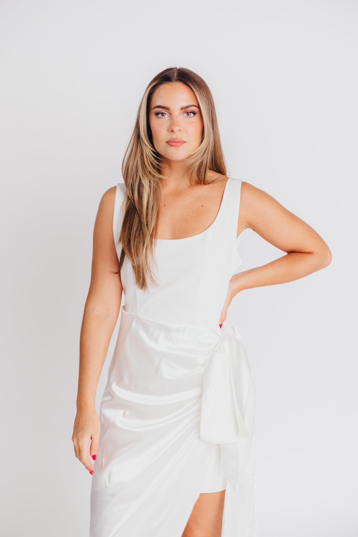 Razzle Dazzle Wrap Maxi Sleeveless Dress in Off-White
