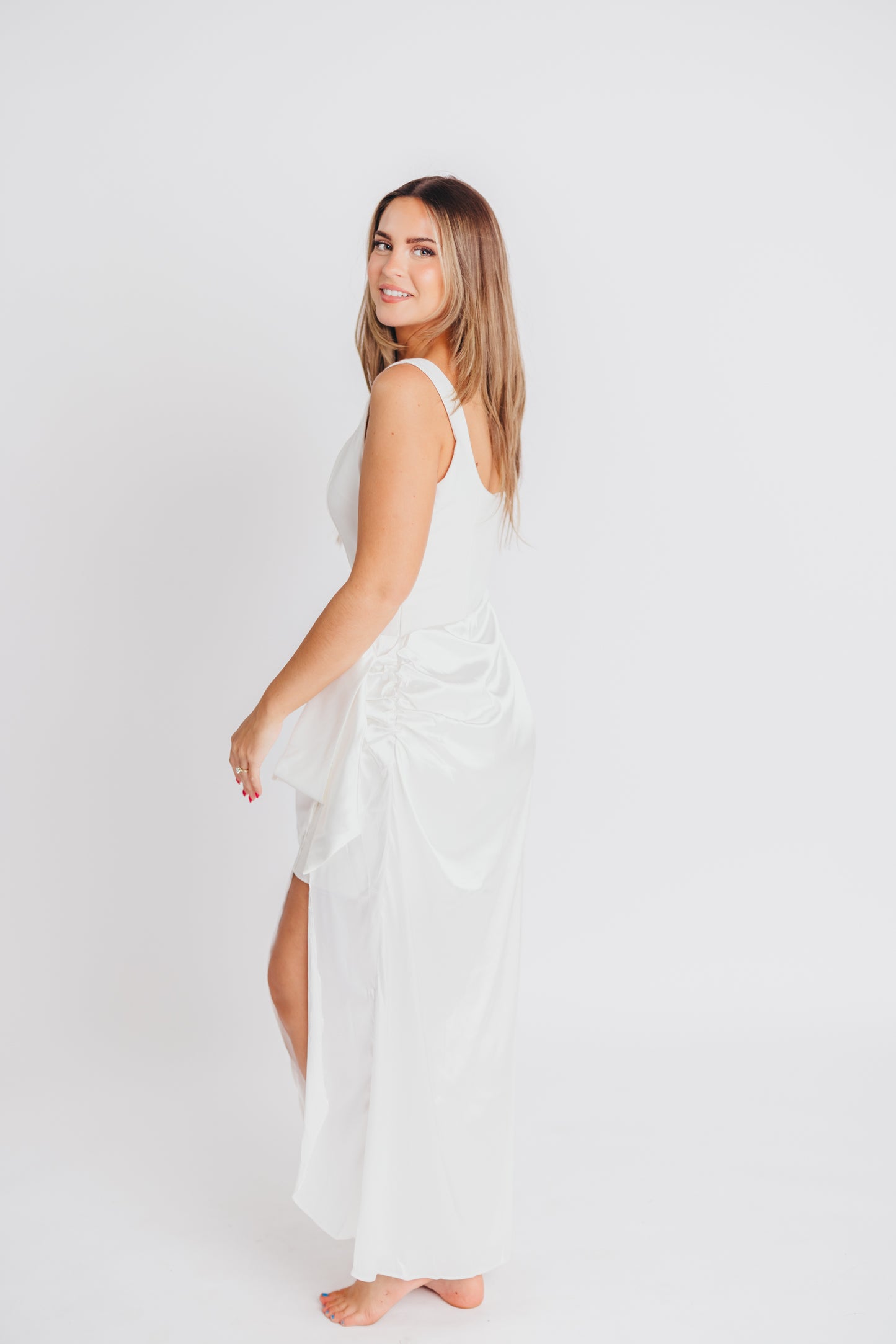 Razzle Dazzle Wrap Maxi Sleeveless Dress in Off-White