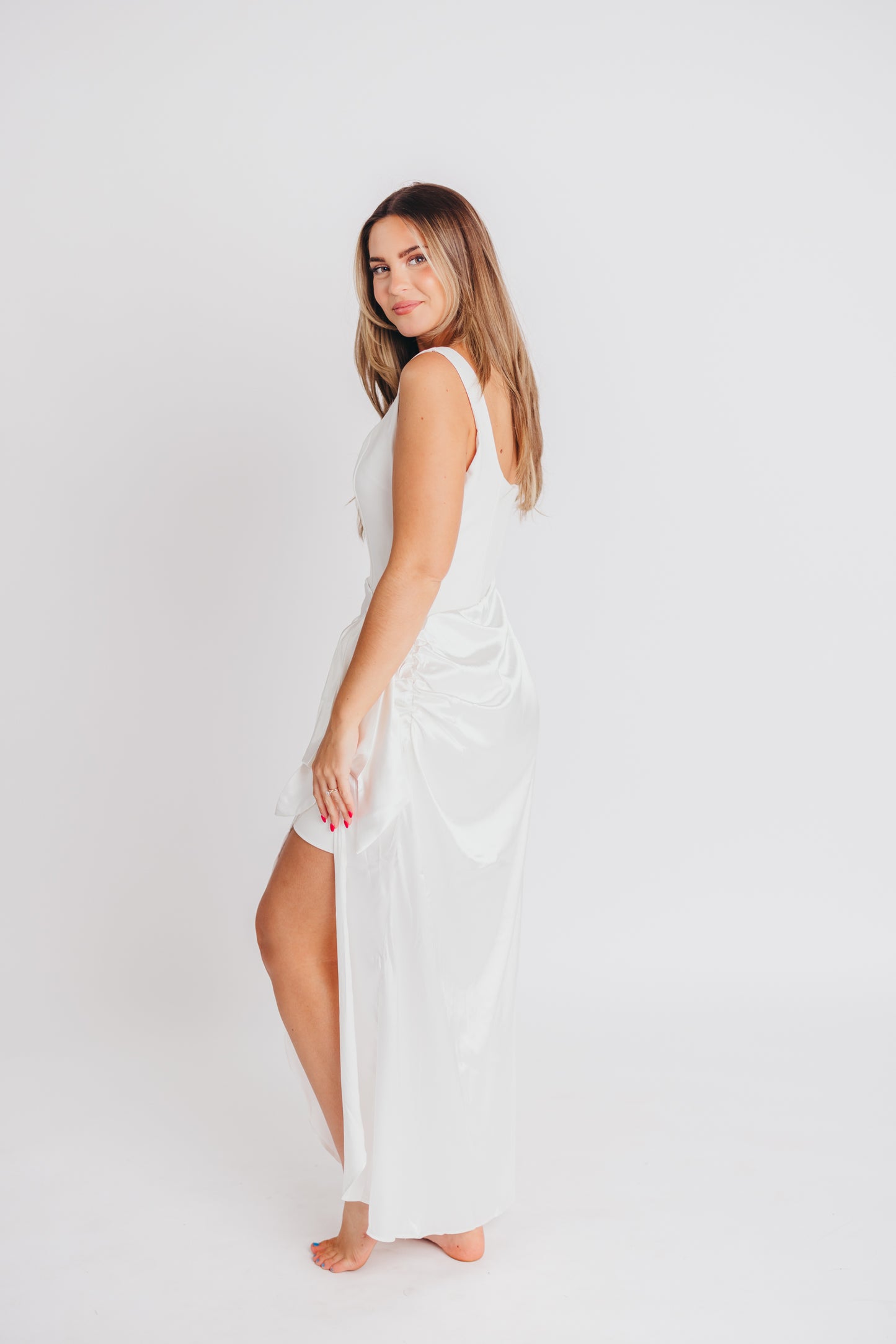 Razzle Dazzle Wrap Maxi Sleeveless Dress in Off-White