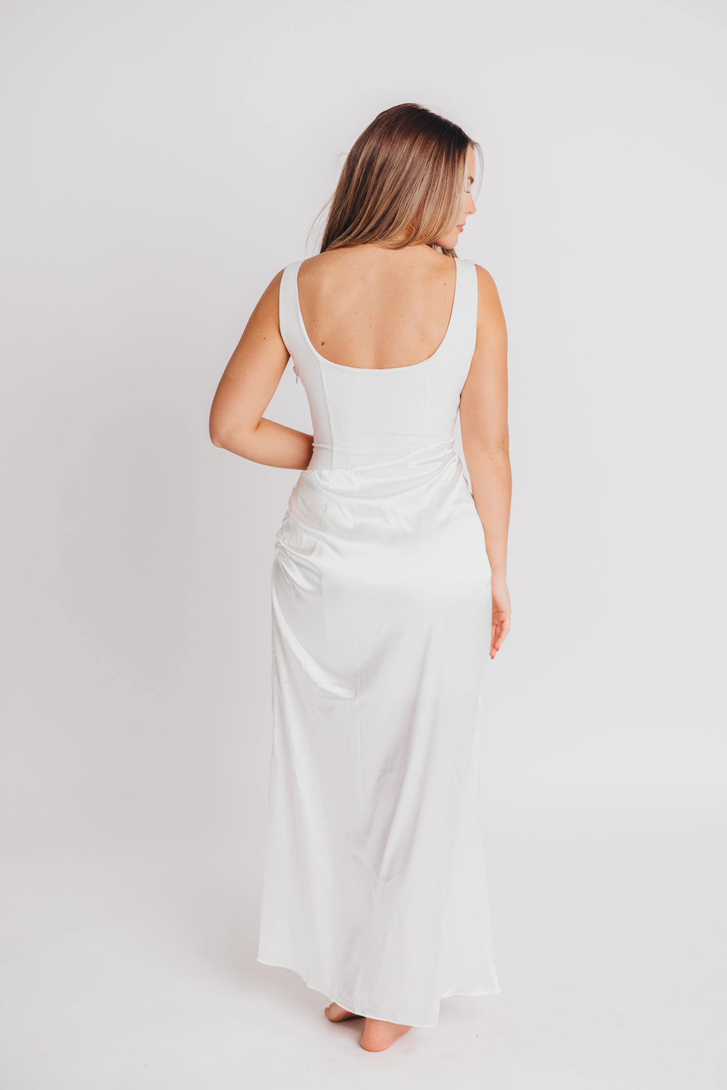 Razzle Dazzle Wrap Maxi Sleeveless Dress in Off-White