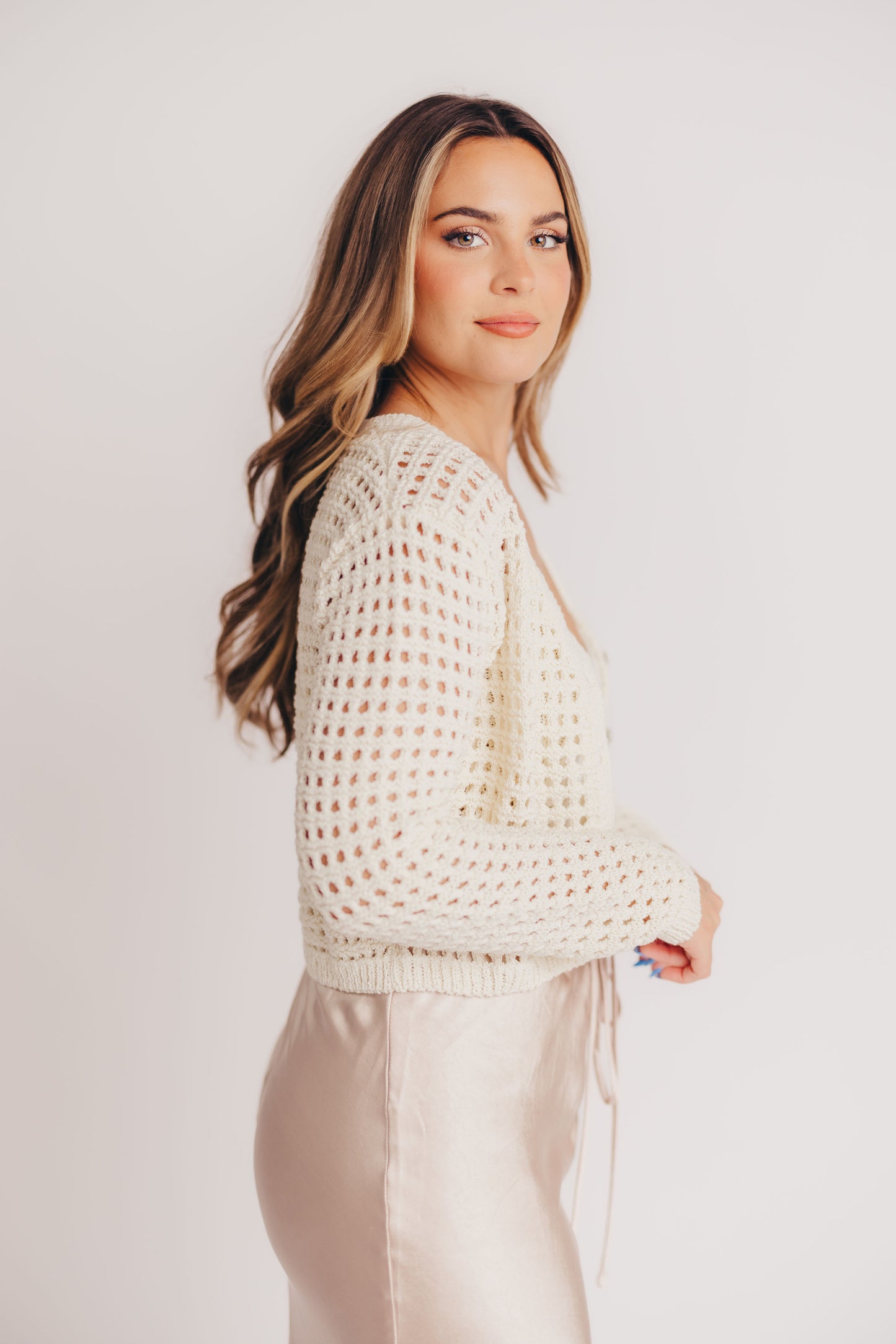 Midge Crochet Cardigan in White
