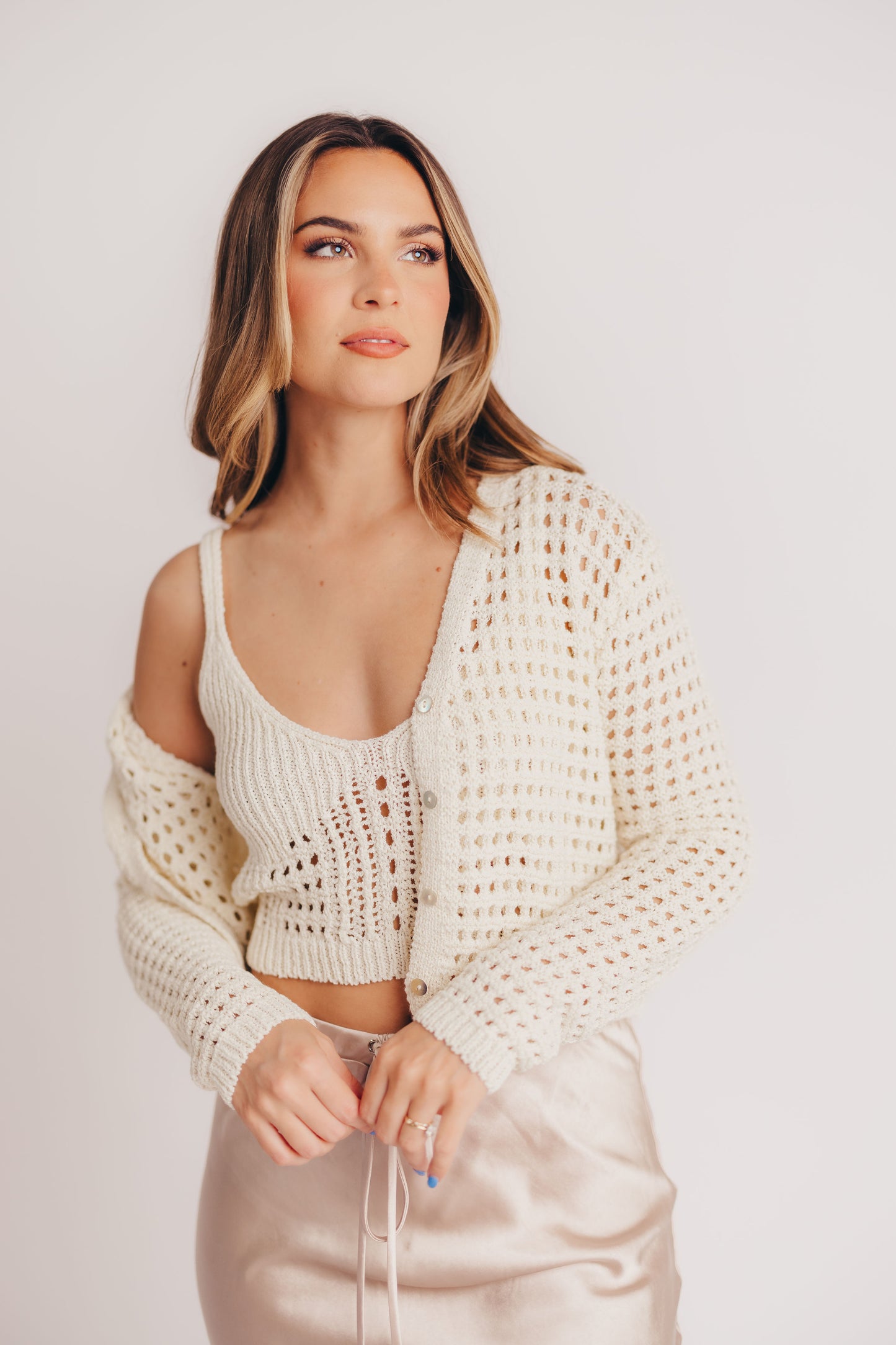 Midge Crochet Cardigan in White