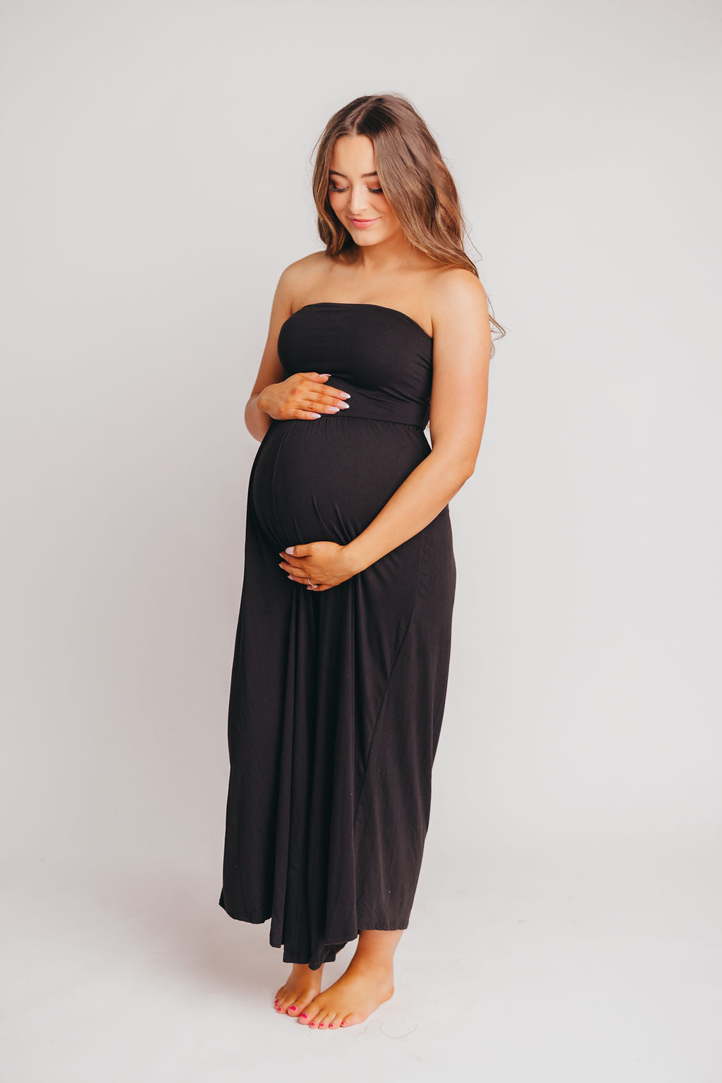 Landry Strapless Jumpsuit in Black- Bump Friendly