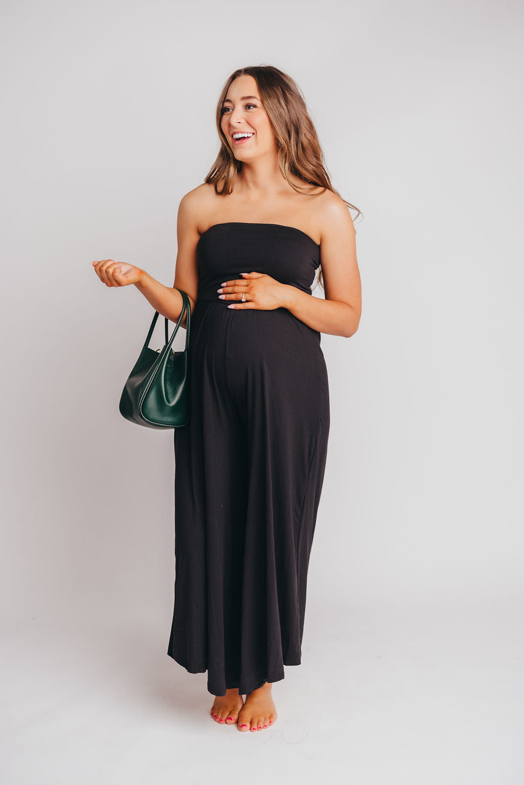 Landry Strapless Jumpsuit in Black- Bump Friendly