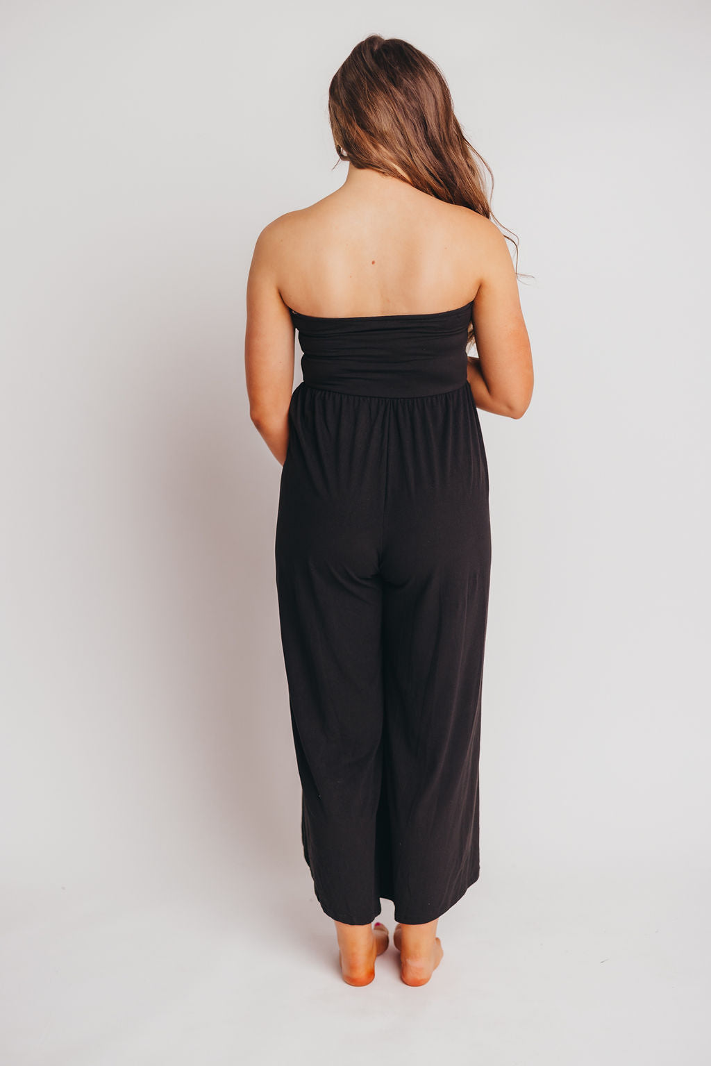 Landry Strapless Jumpsuit in Black- Bump Friendly