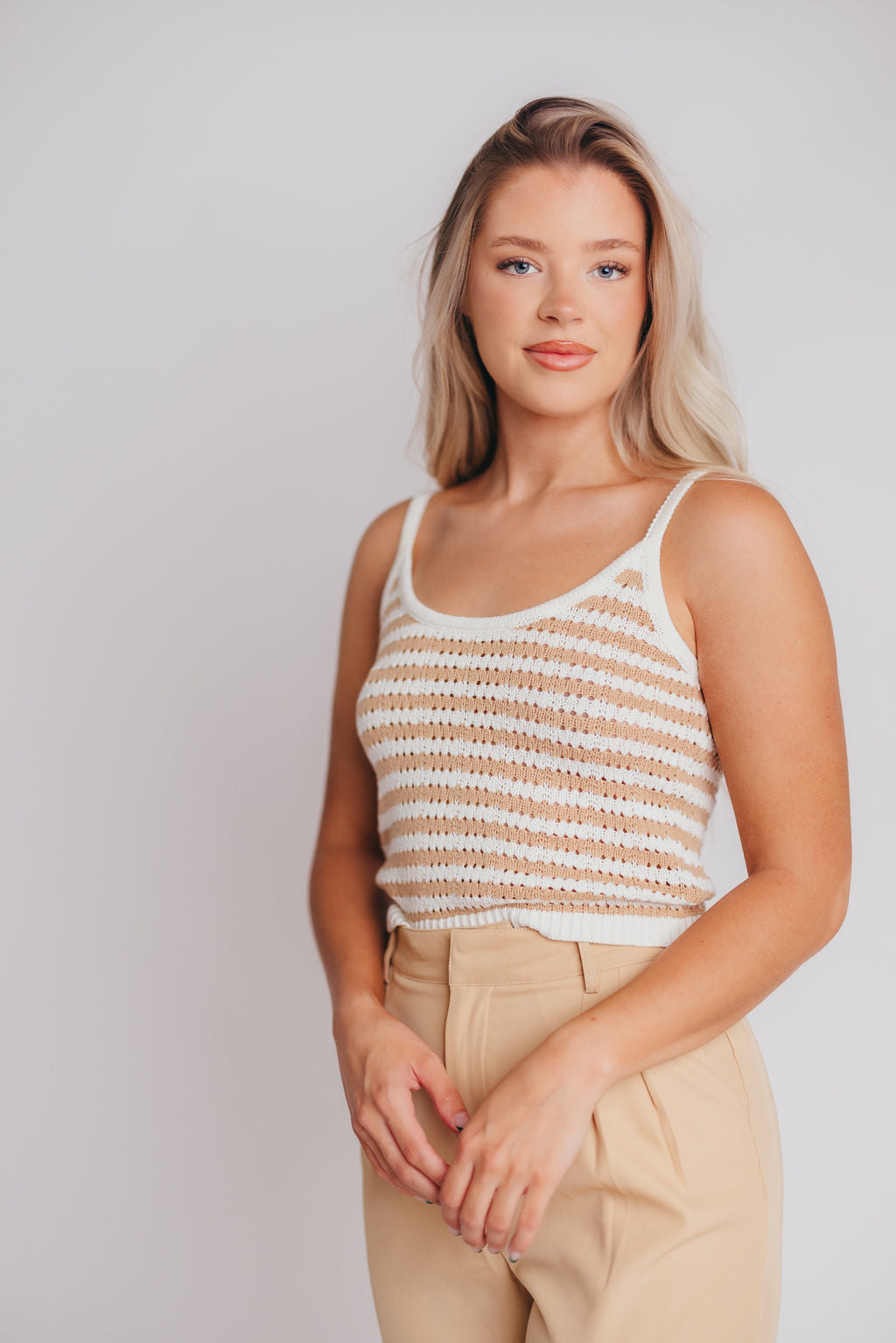 Clara Crochet Knitted Tank Top & Cardigan Set