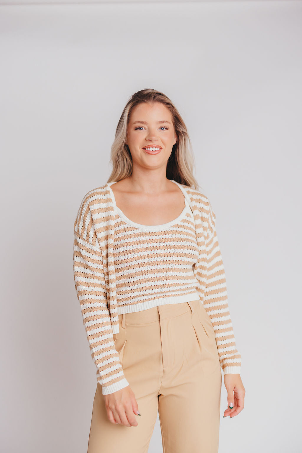 Clara Crochet Knitted Tank Top & Cardigan Set