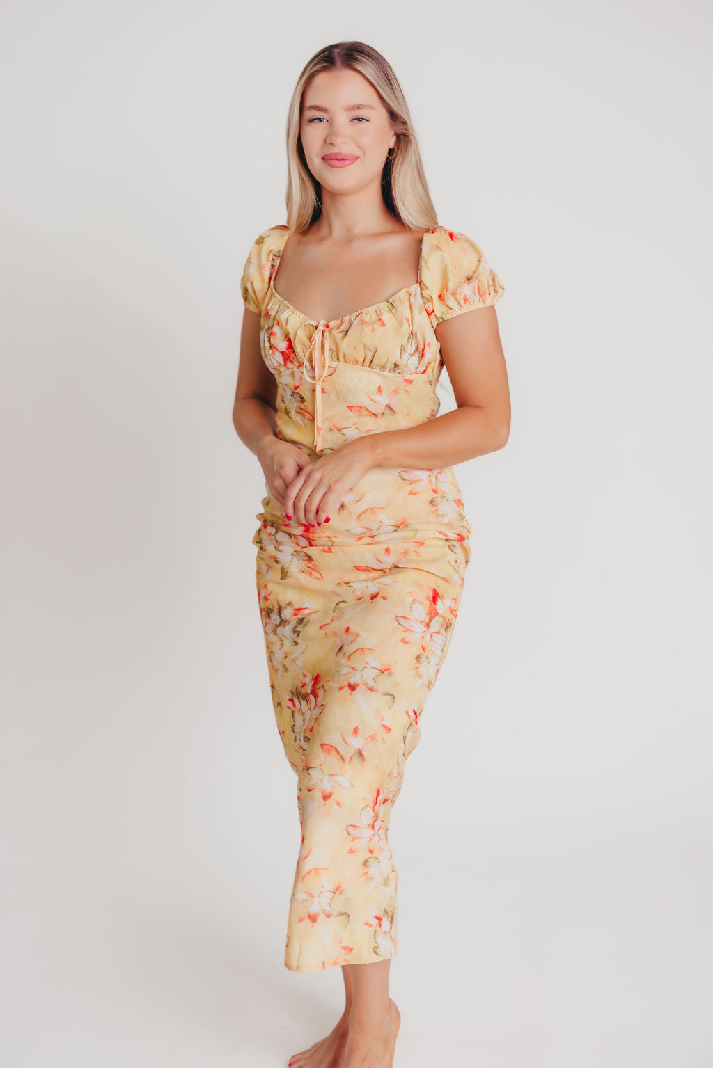 Augusta Front Tie Maxi Dress in Autumn Leaf
