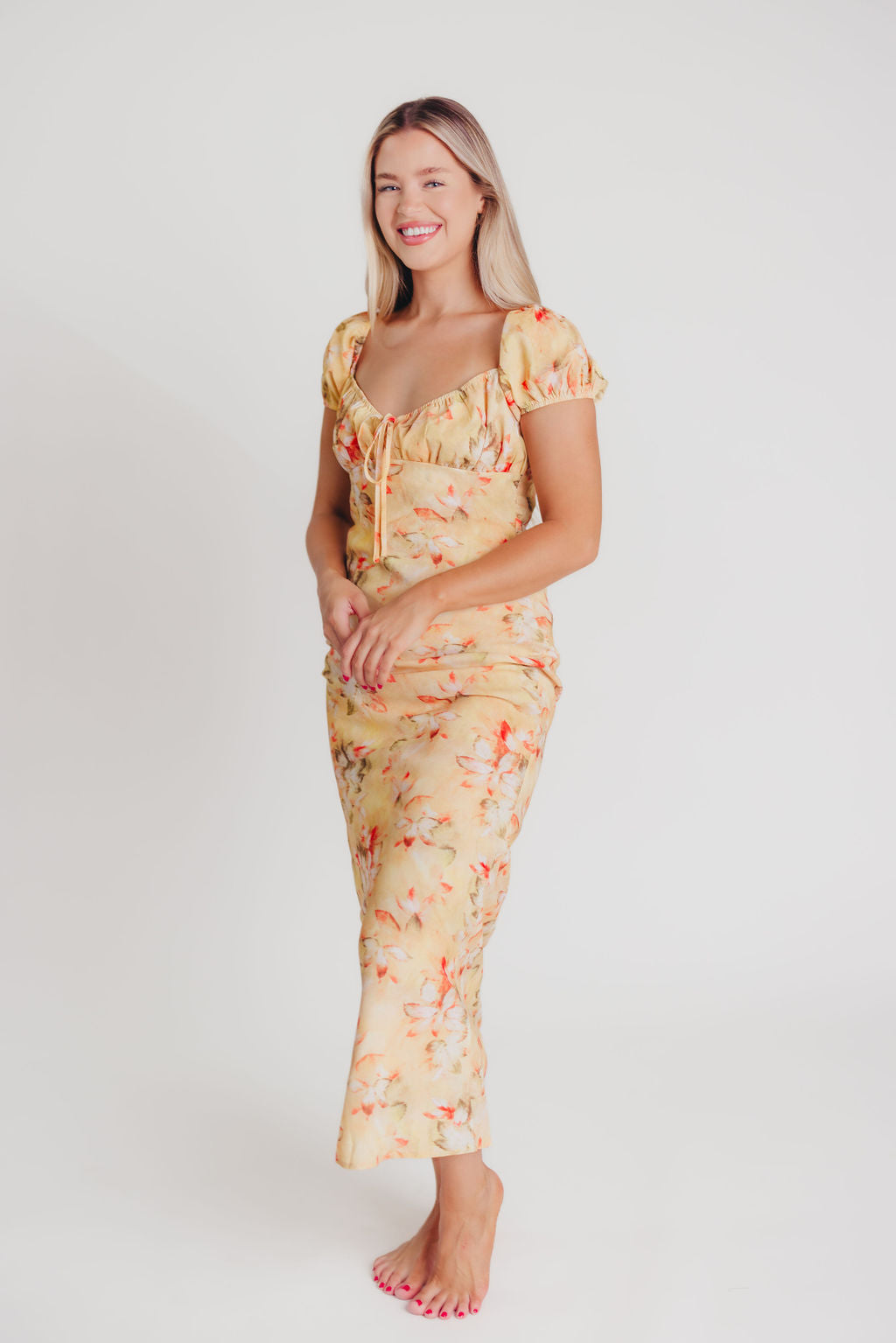 Augusta Front Tie Maxi Dress in Autumn Leaf