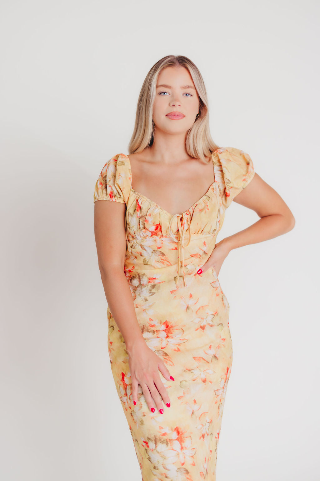 Augusta Front Tie Maxi Dress in Autumn Leaf