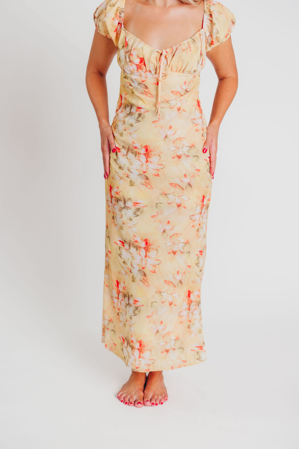 Augusta Front Tie Maxi Dress in Autumn Leaf