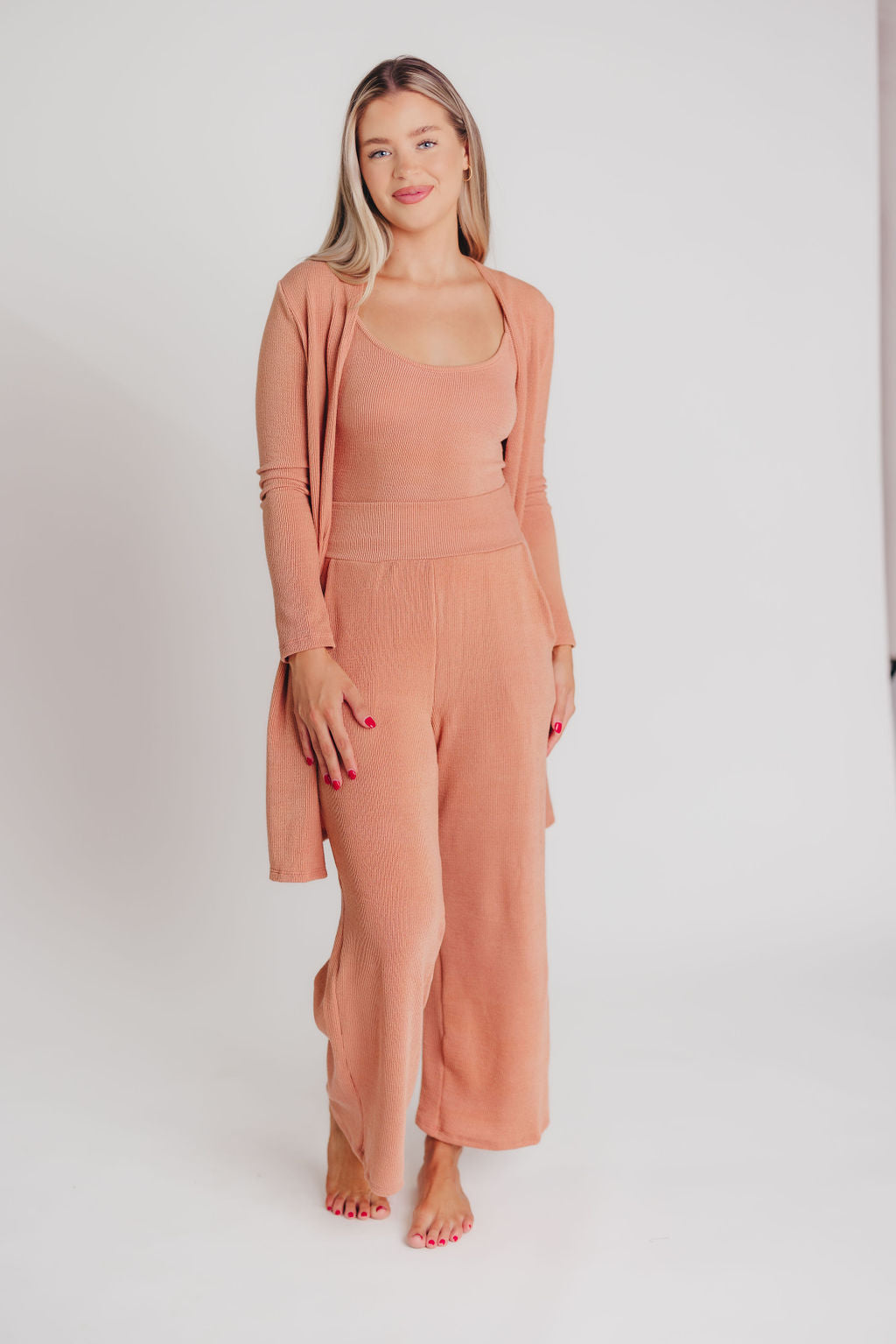 Betsy Ribbed Cardigan in Blush