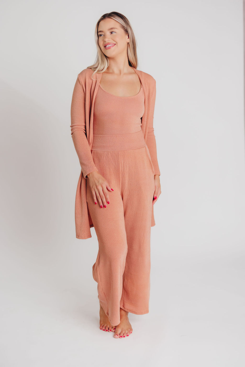 Betsy Ribbed Cardigan in Blush