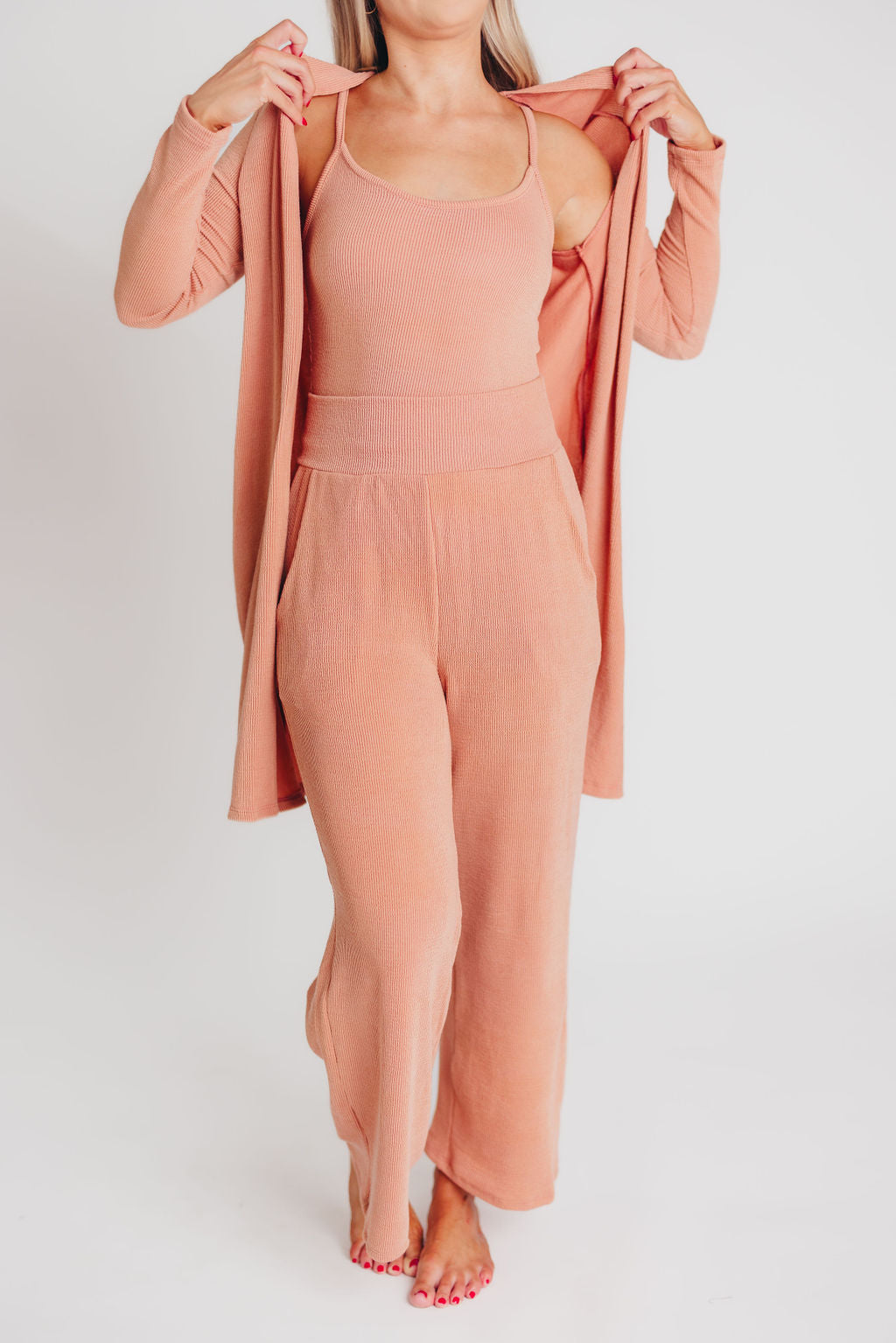 Betsy Ribbed Cardigan in Blush