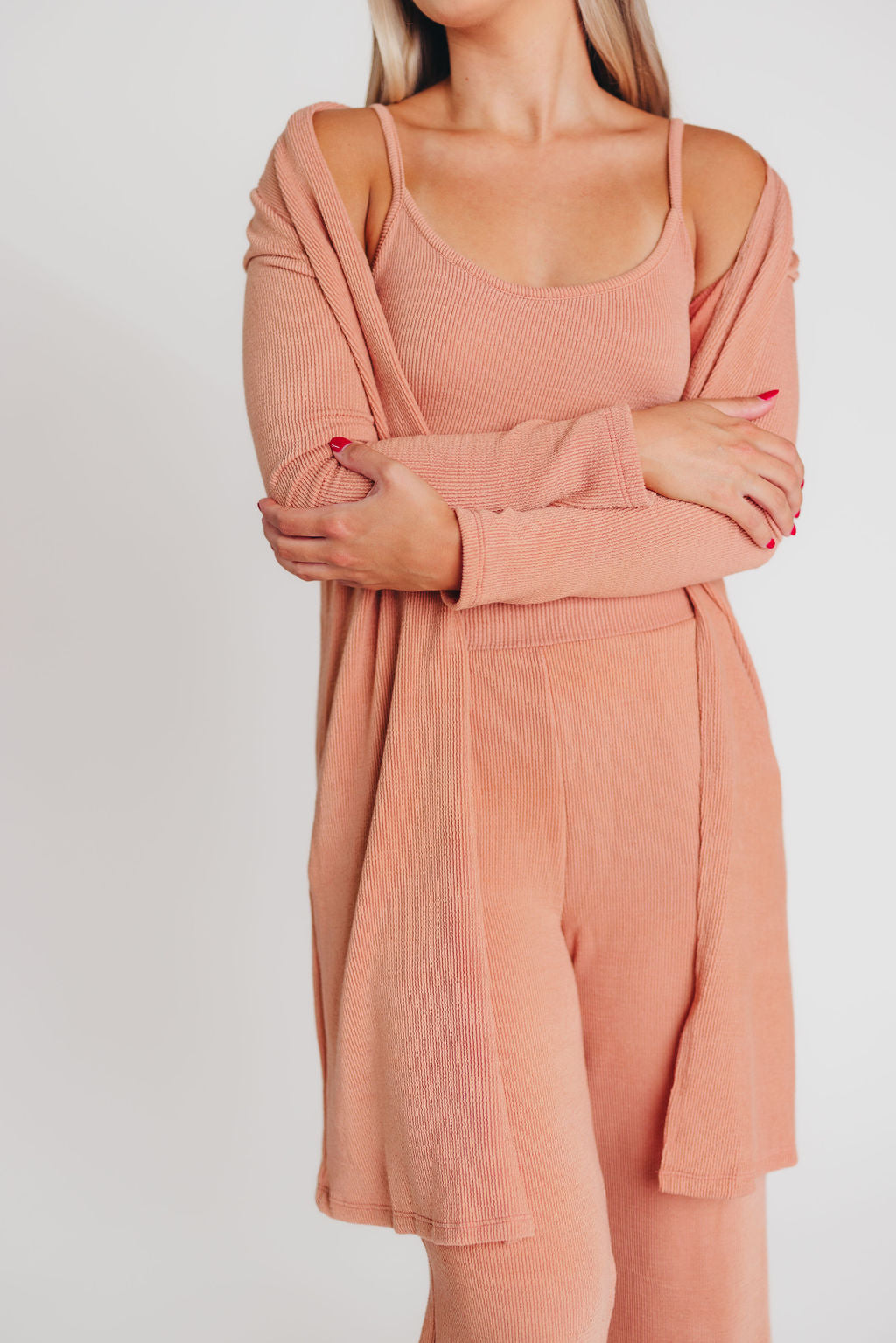 Betsy Ribbed Cardigan in Blush