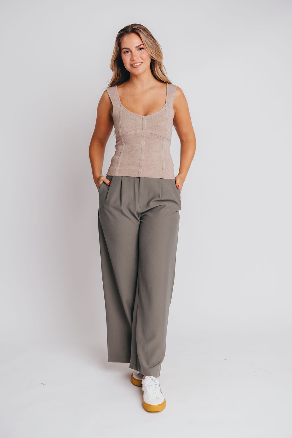Imani Full Fashion Corset Tank in Taupe
