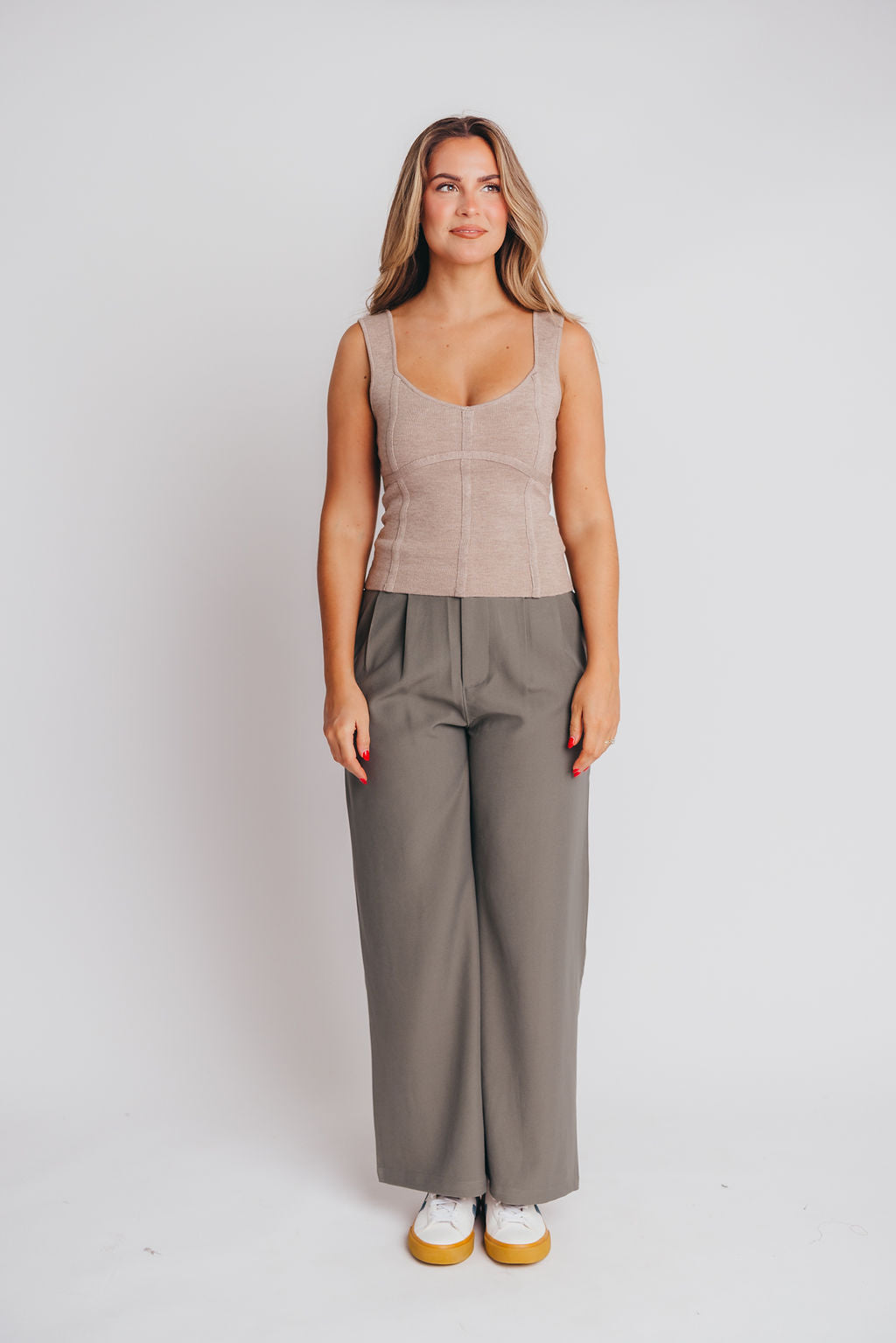 Imani Full Fashion Corset Tank in Taupe