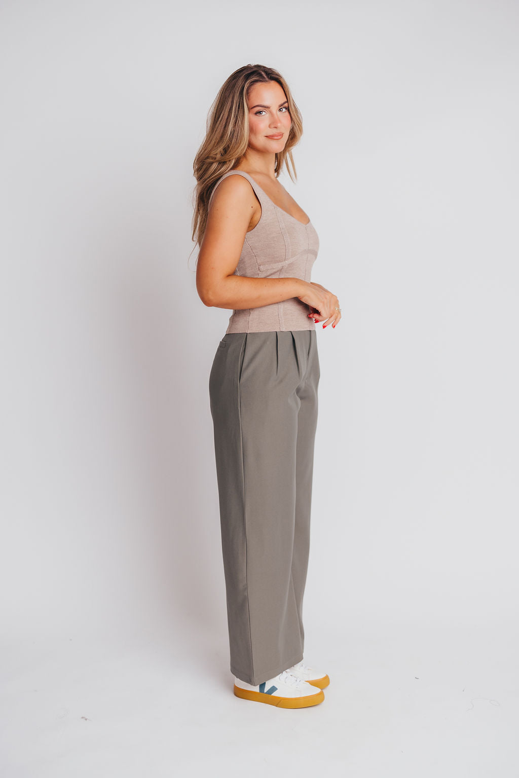 Imani Full Fashion Corset Tank in Taupe