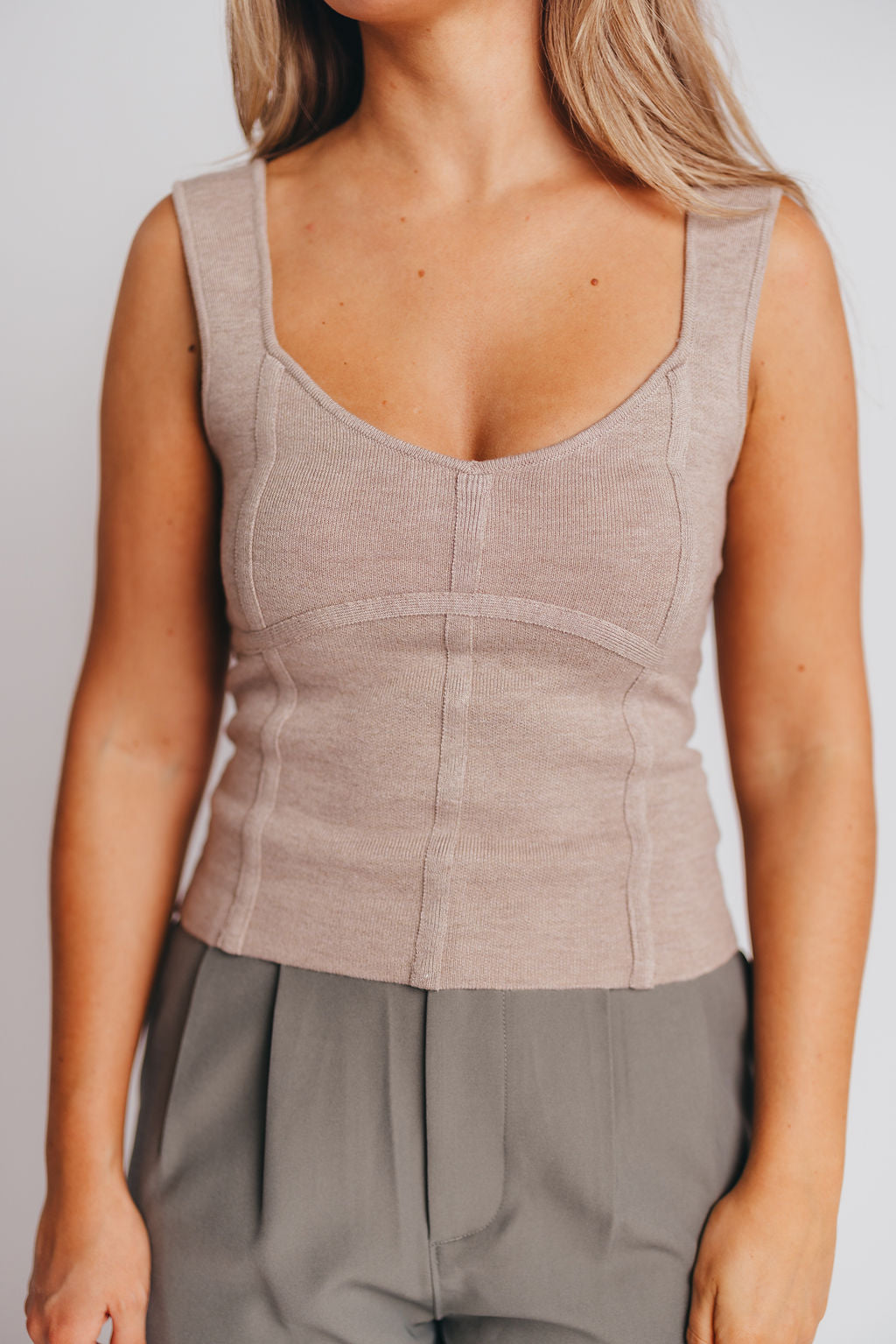 Imani Full Fashion Corset Tank in Taupe