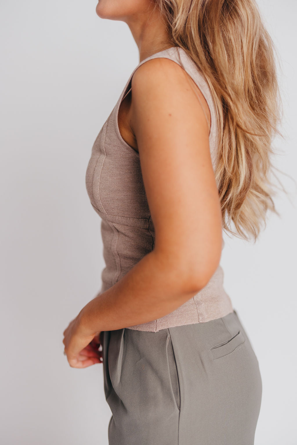 Imani Full Fashion Corset Tank in Taupe