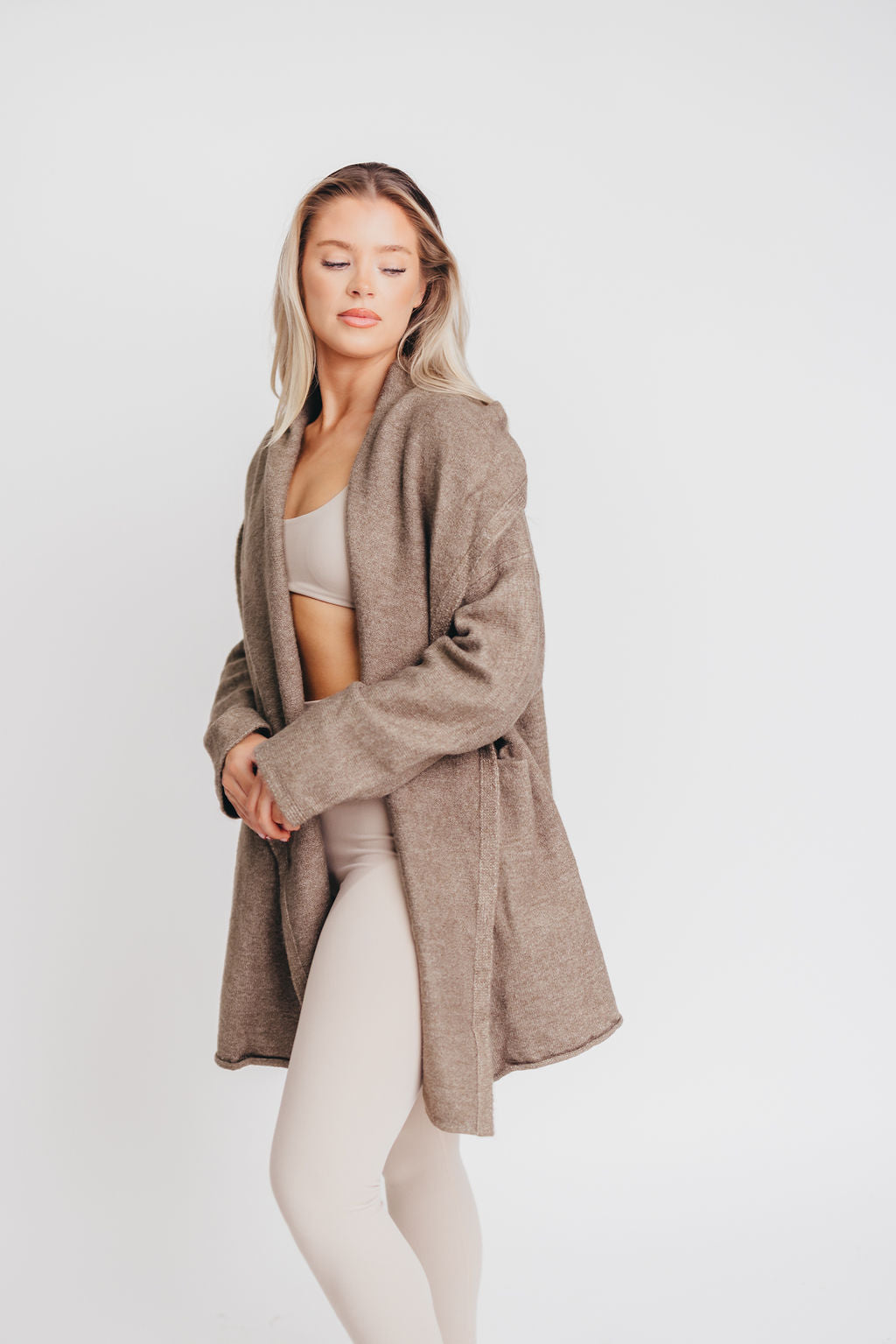 Ace Hooded Open Cardigan in Field Grey