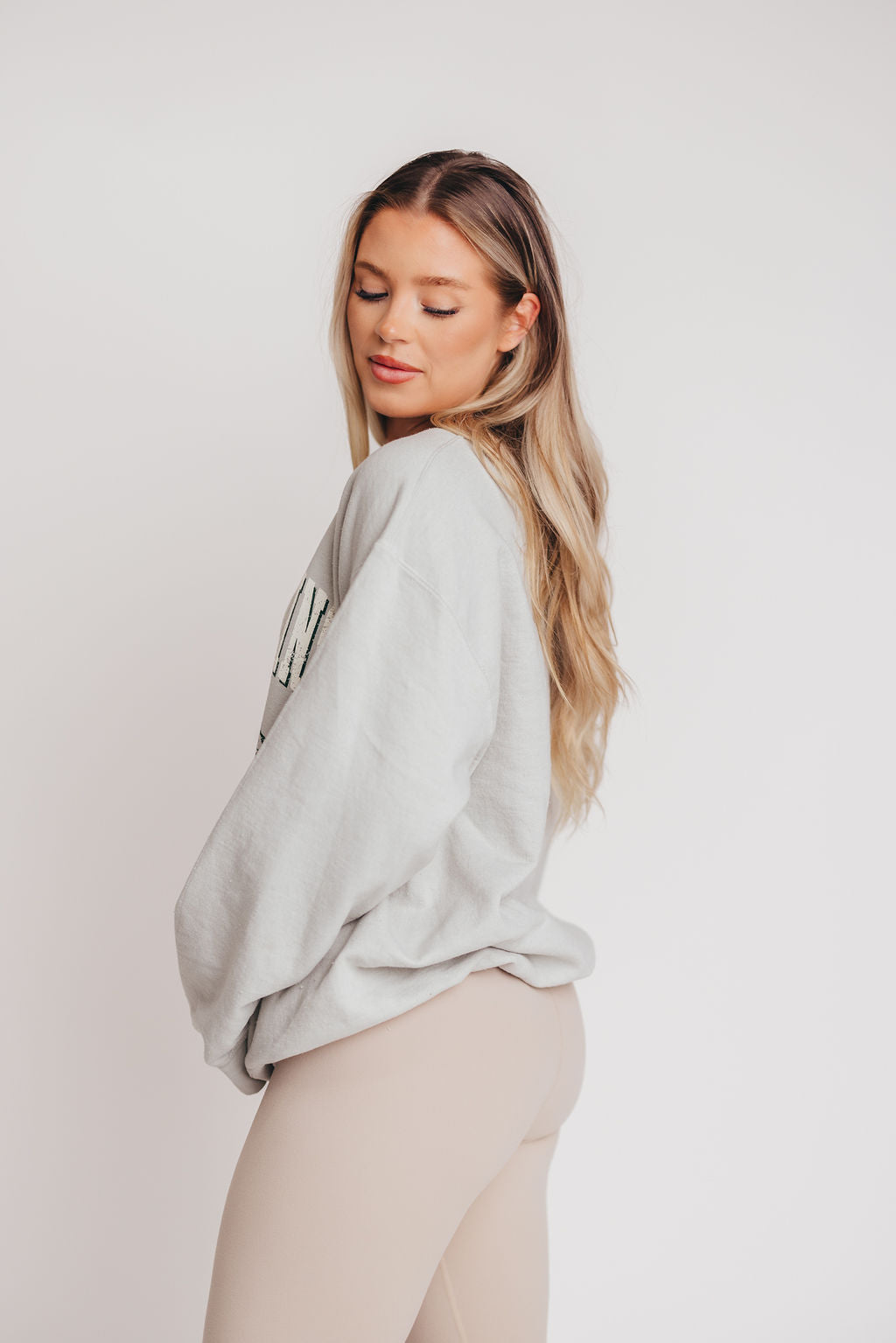 Smoky Mountains Oversized Graphic Sweatshirt in Light Sage