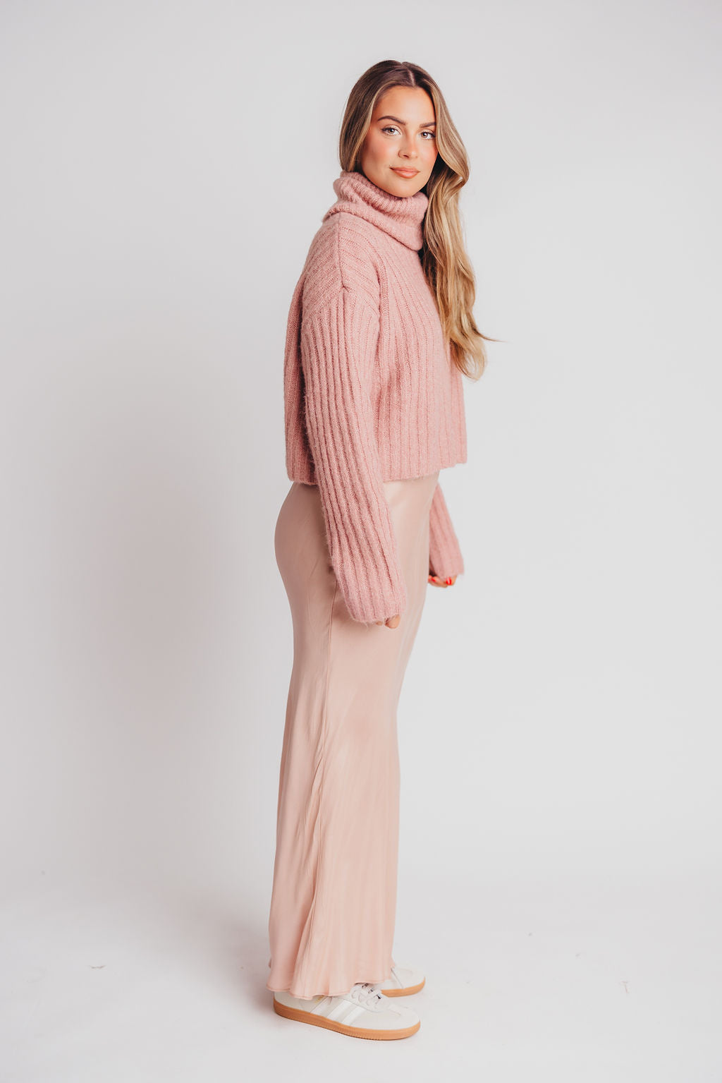 90s Bias Maxi Skirt in Rose