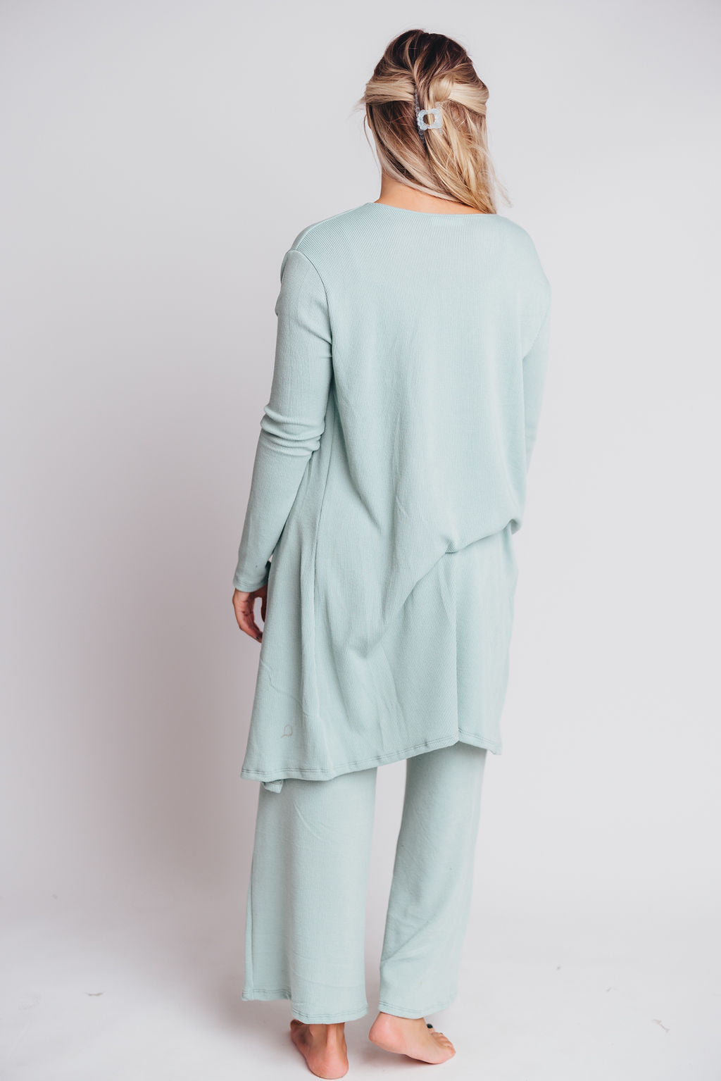 Betsy Ribbed Cardigan in Light Sage