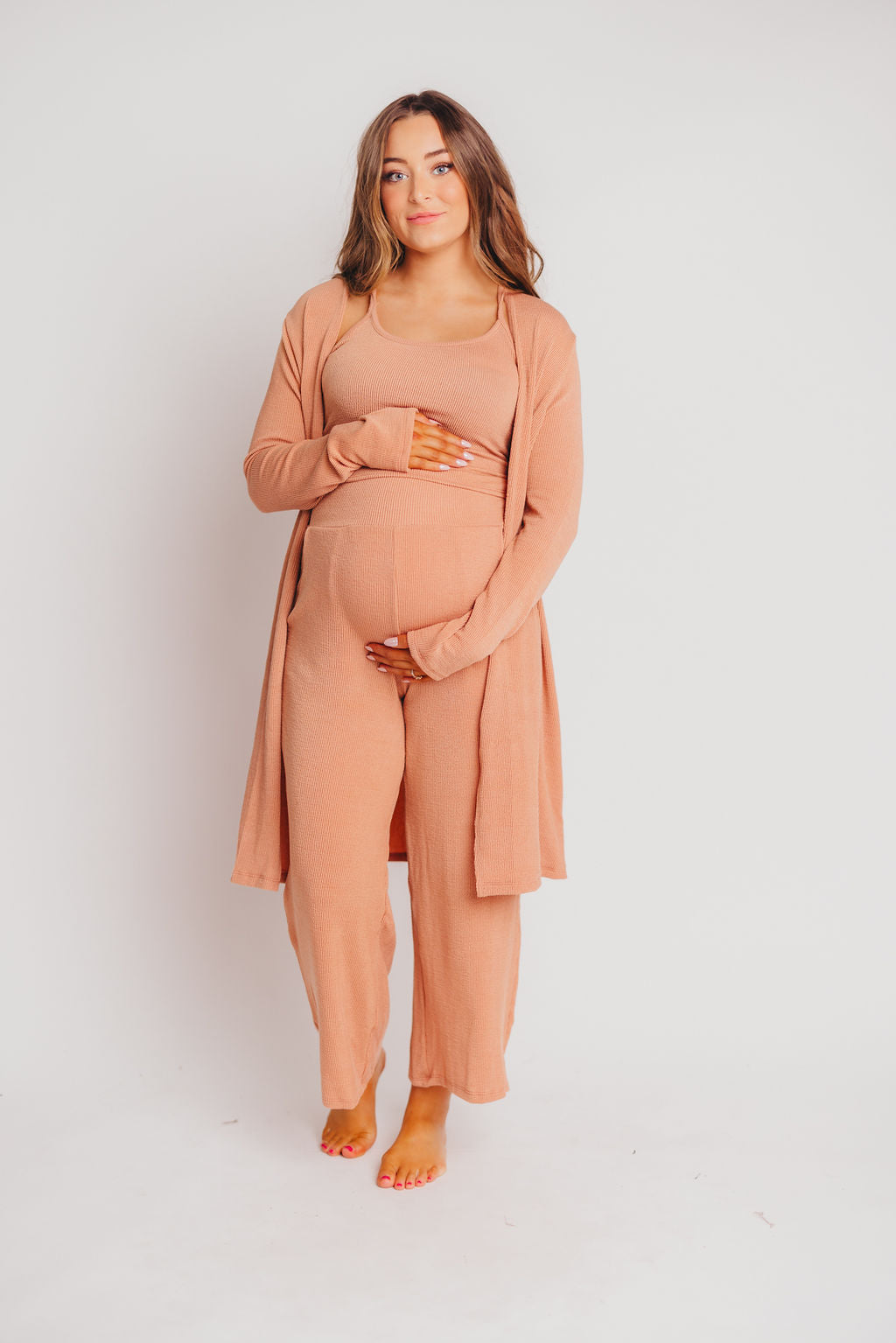 Betsy Ribbed Cardigan in Blush