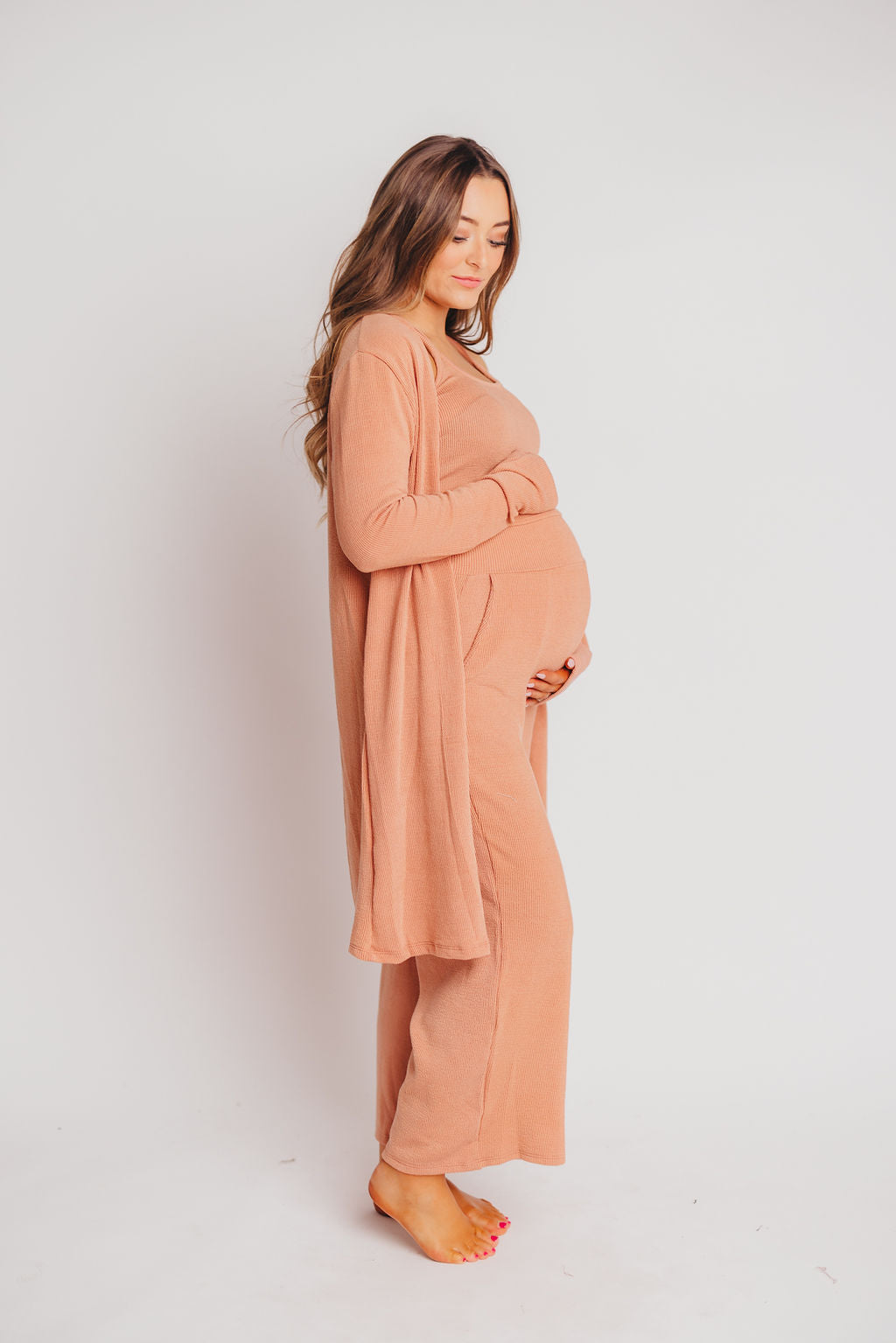 Betsy Ribbed Cardigan in Blush